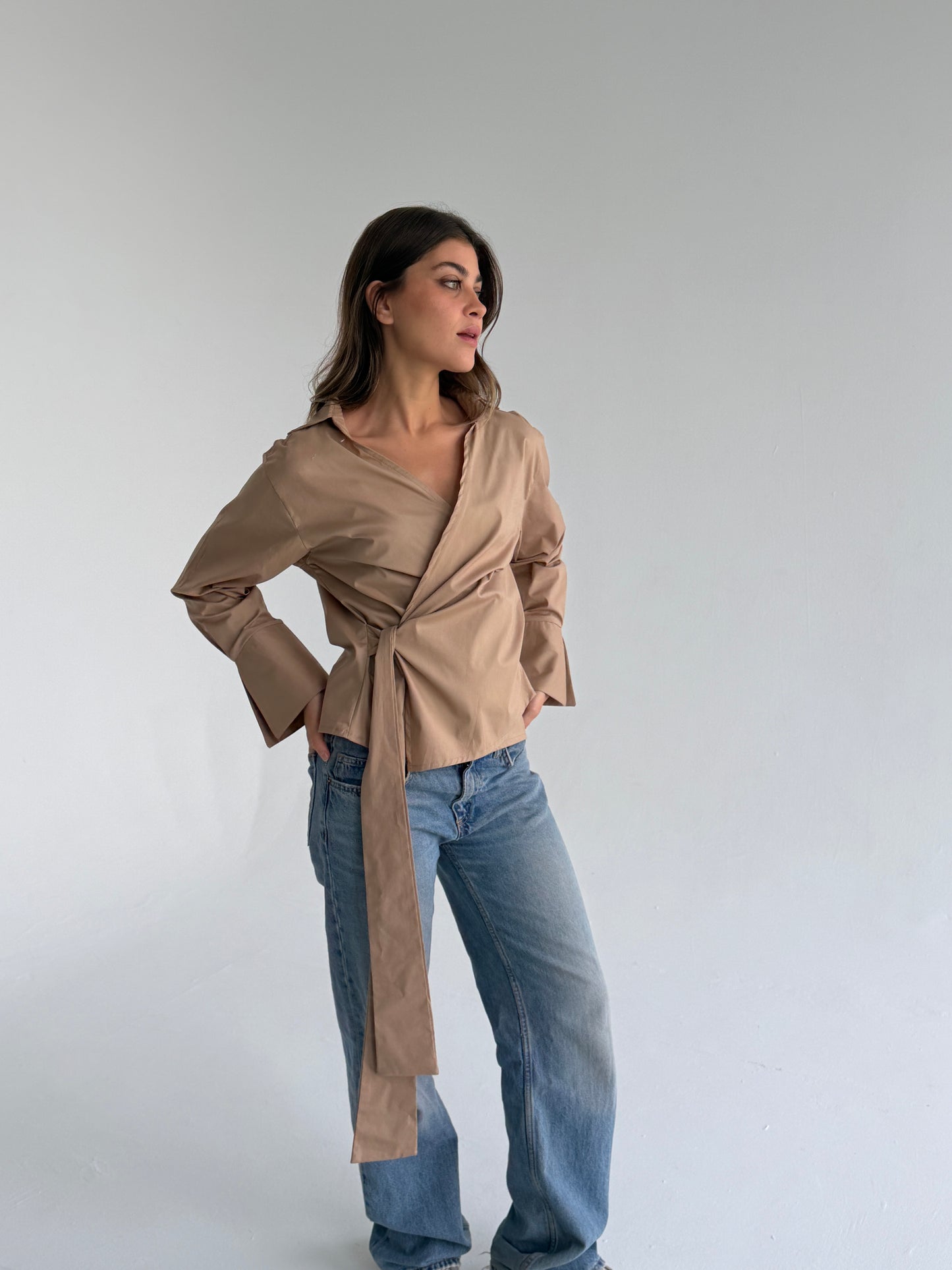 Wrap shirt-beige