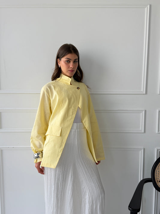 Linen blazer-butter yellow