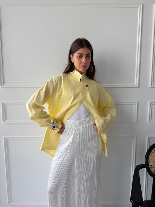 Linen blazer-butter yellow