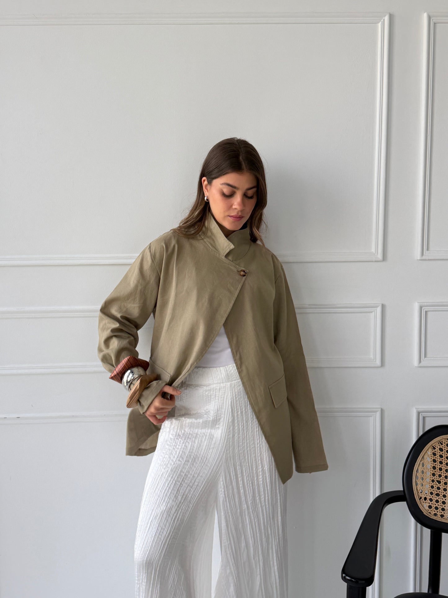 Linen blazer-olive
