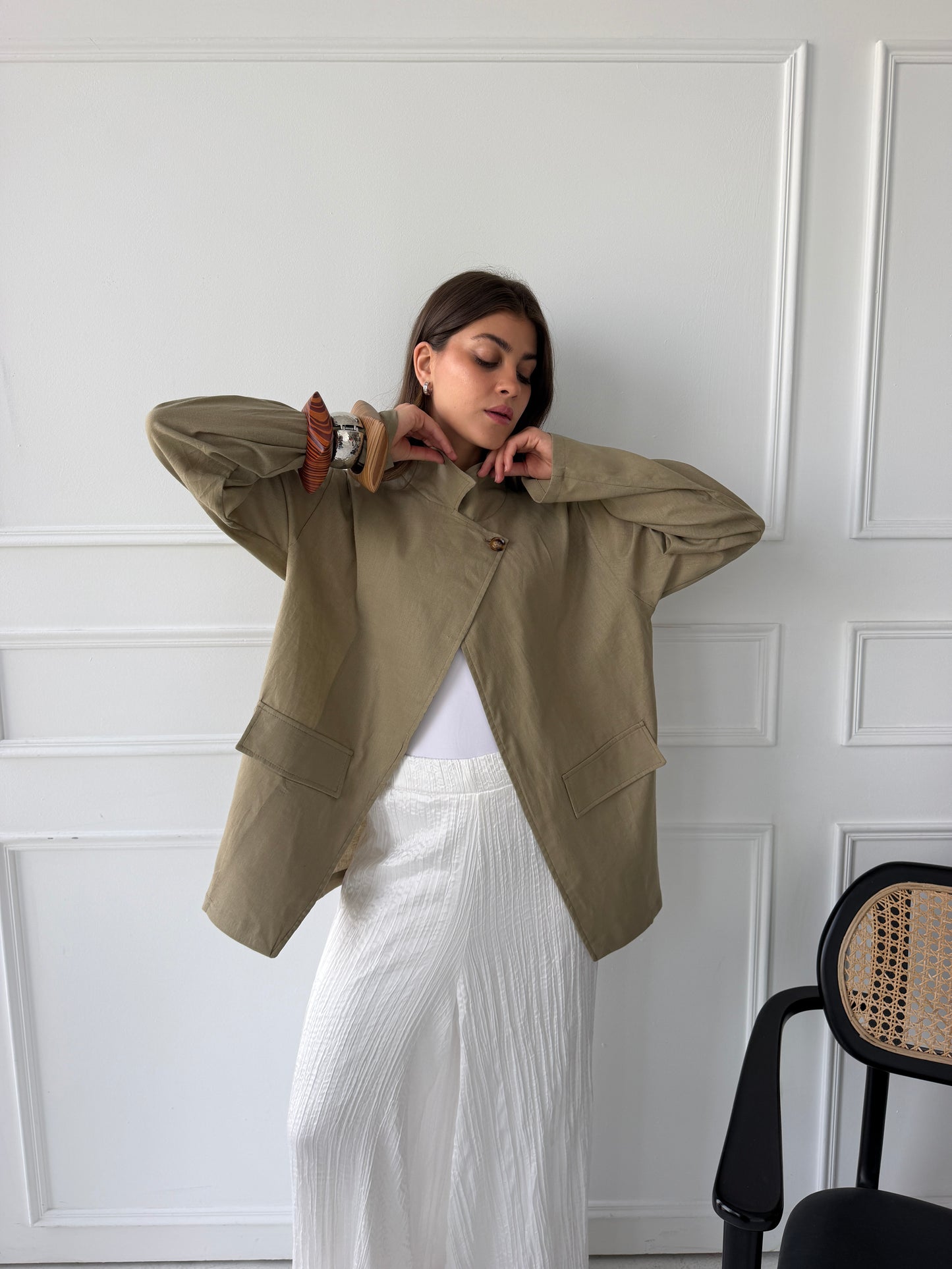 Linen blazer-olive