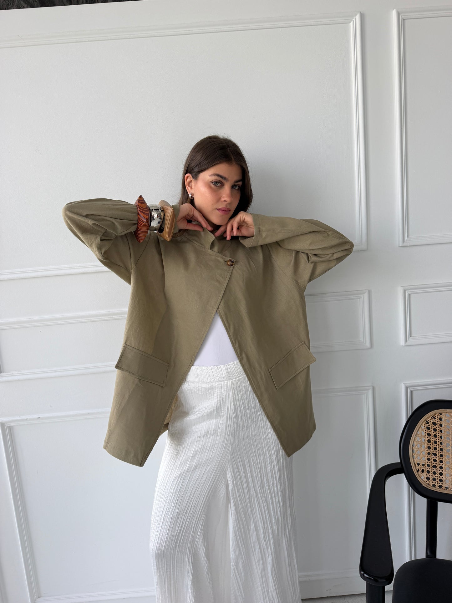 Linen blazer-olive
