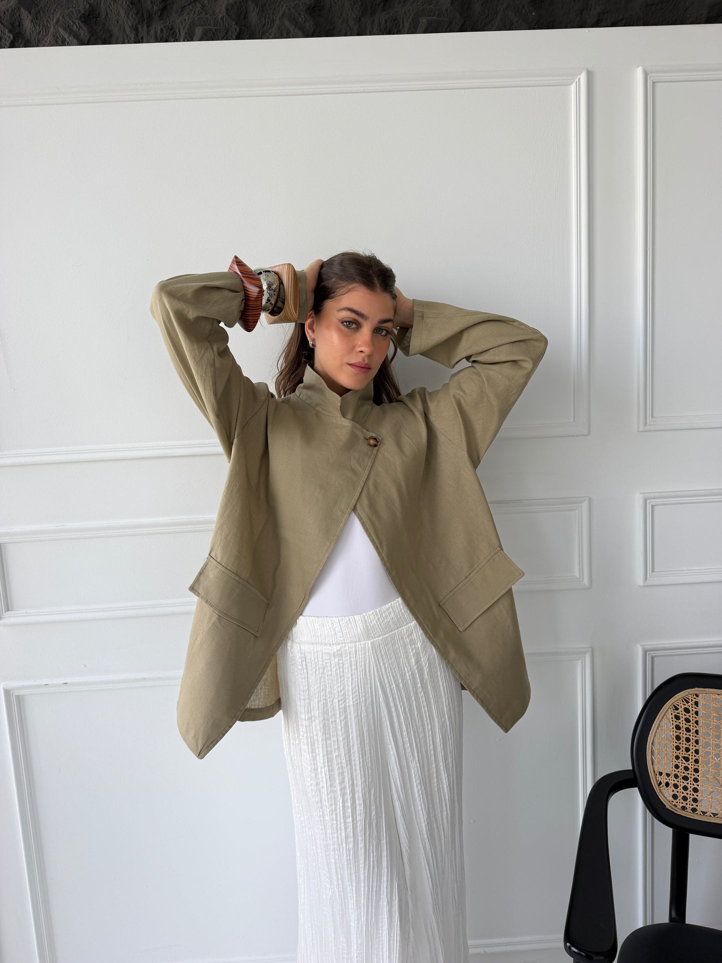 Linen blazer-olive
