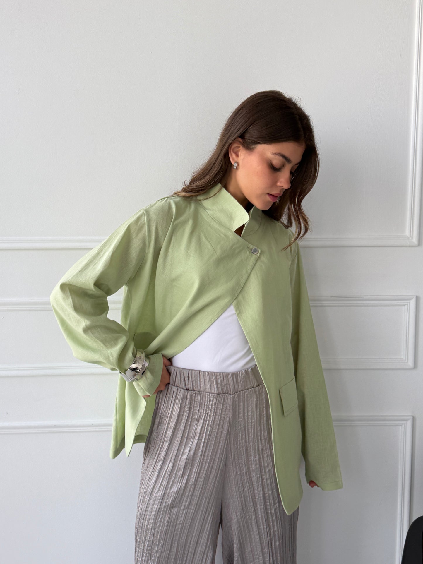 Linen blazer-Mint
