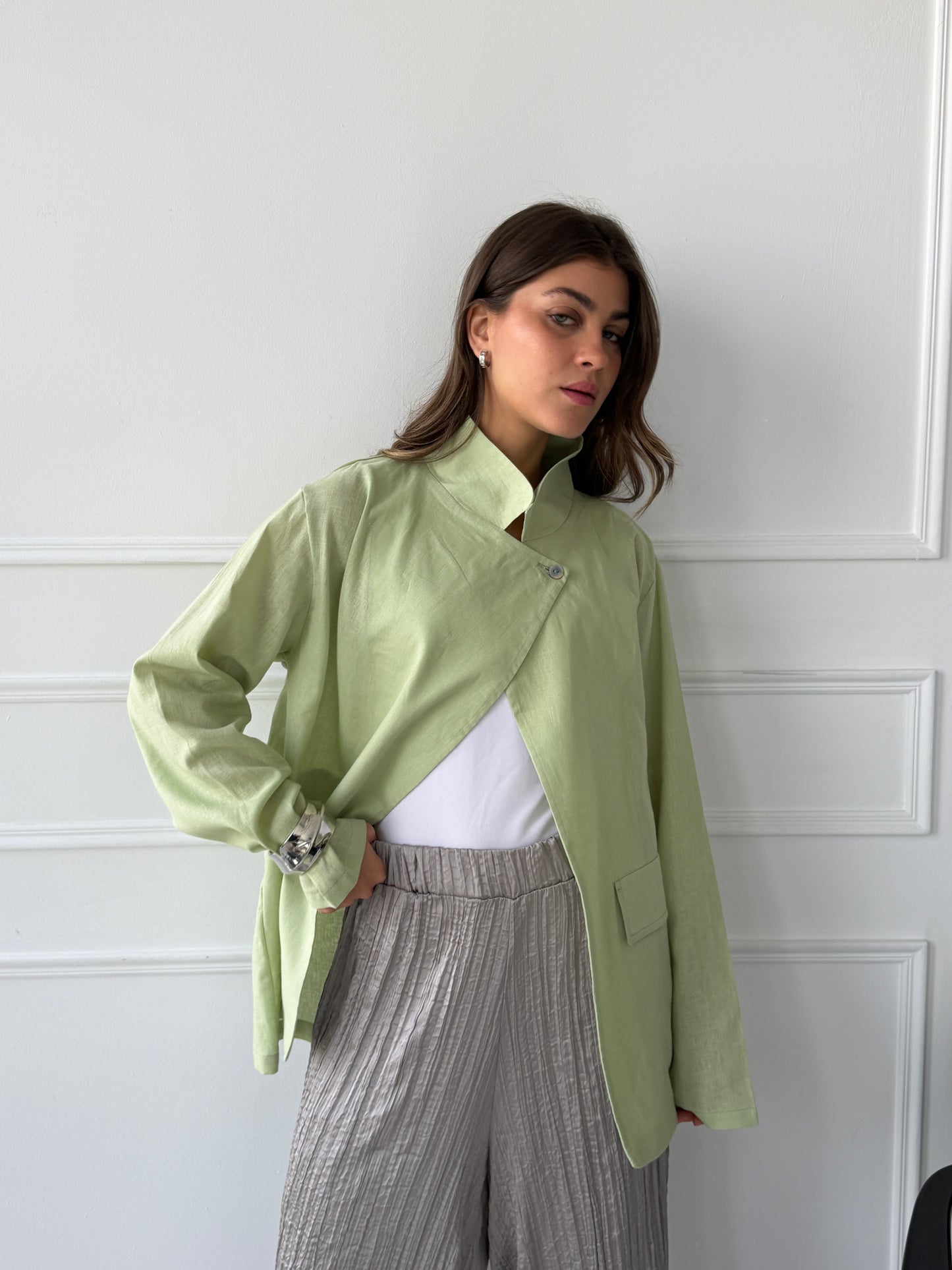 Linen blazer-Mint