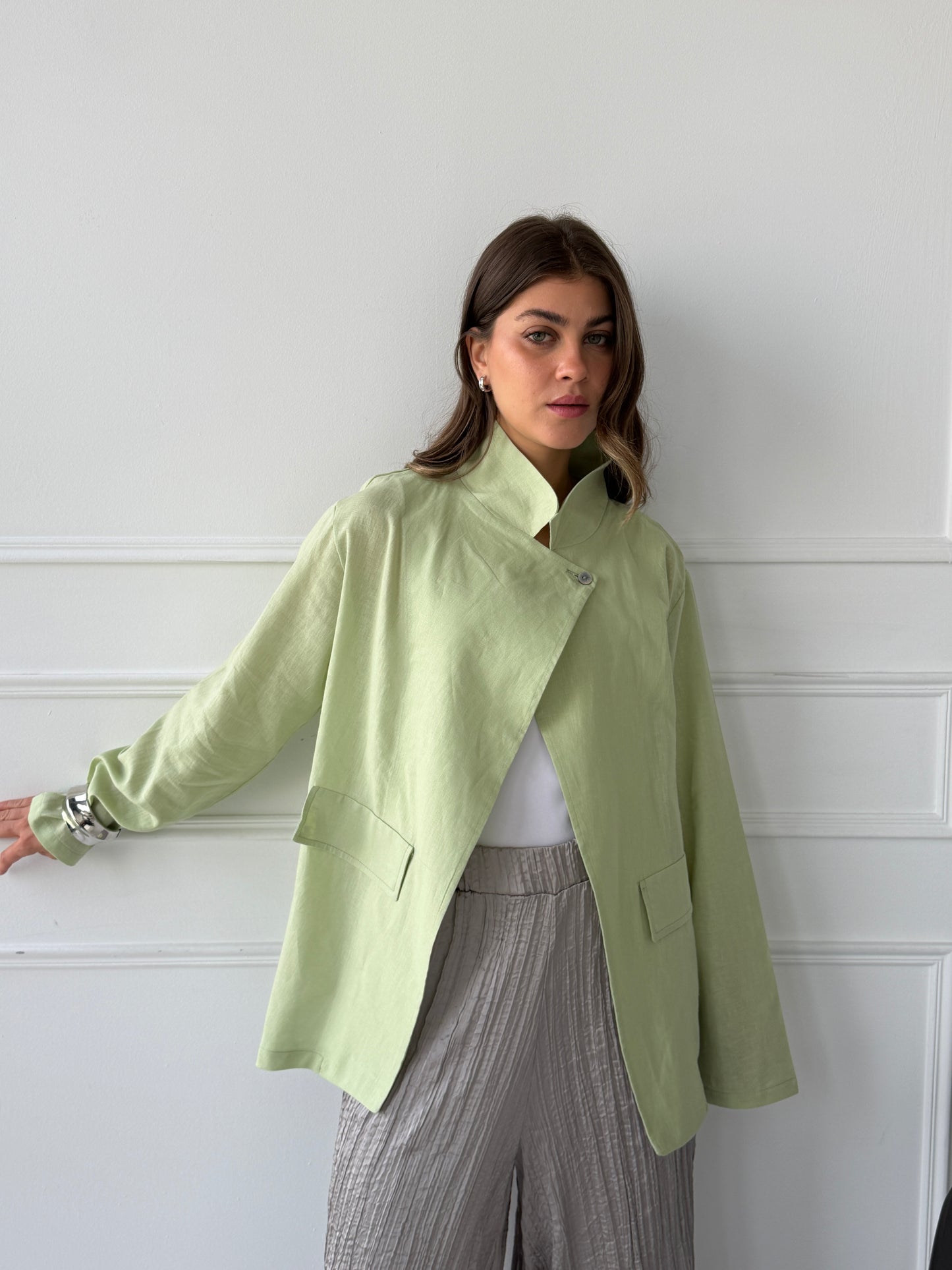 Linen blazer-Mint