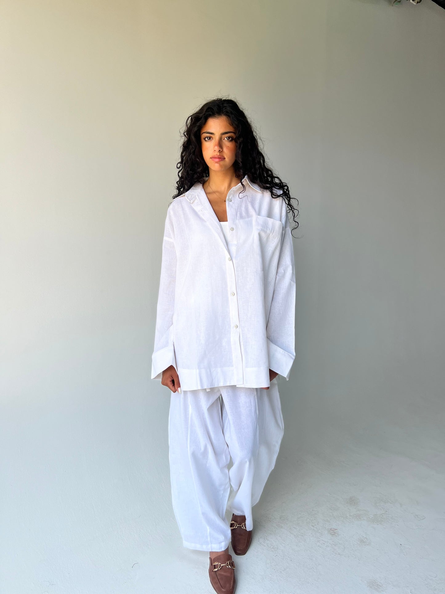 Oversized linen shirt-White