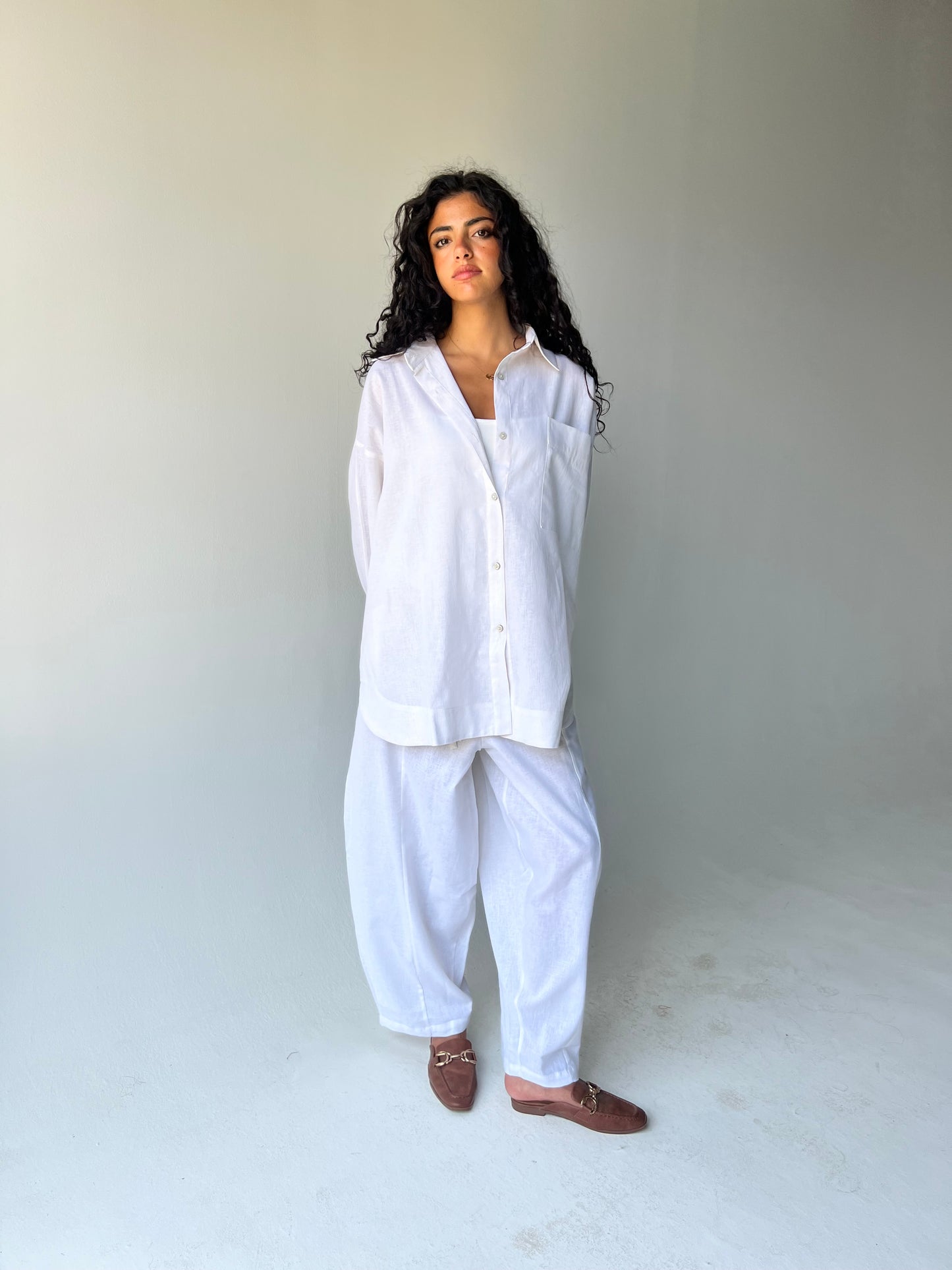 Oversized linen shirt-White