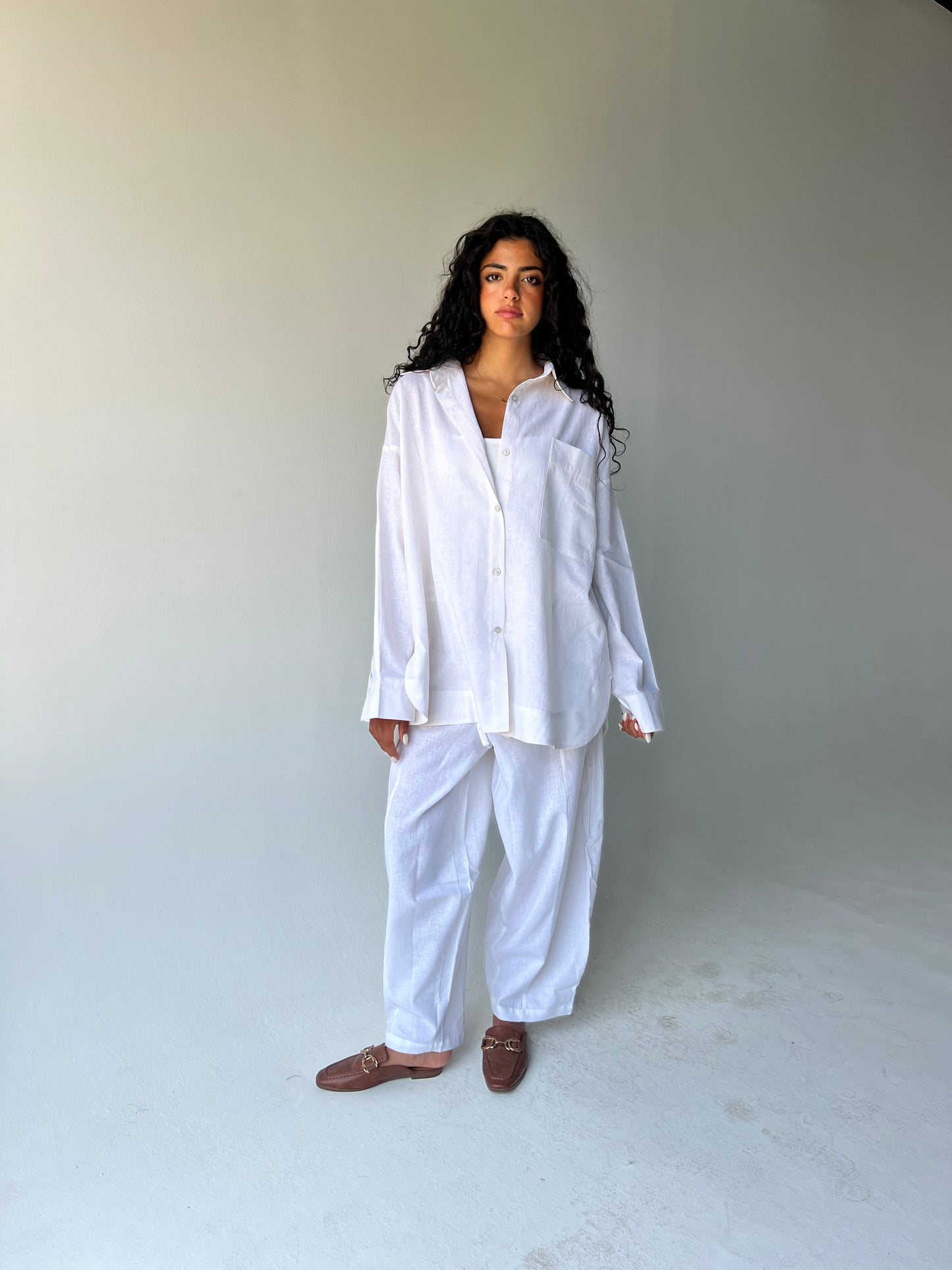 Oversized linen shirt-White