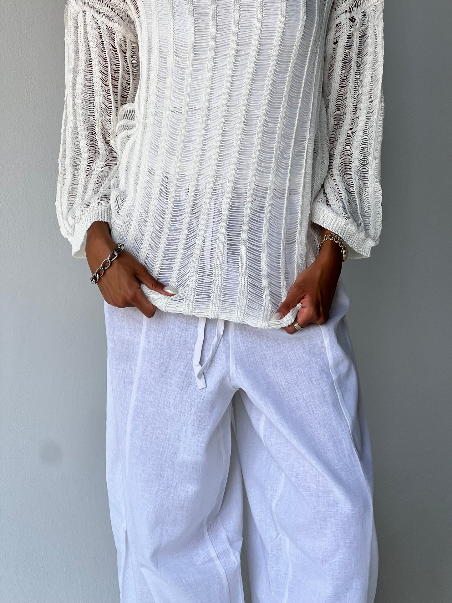 Ballon linen pants-White