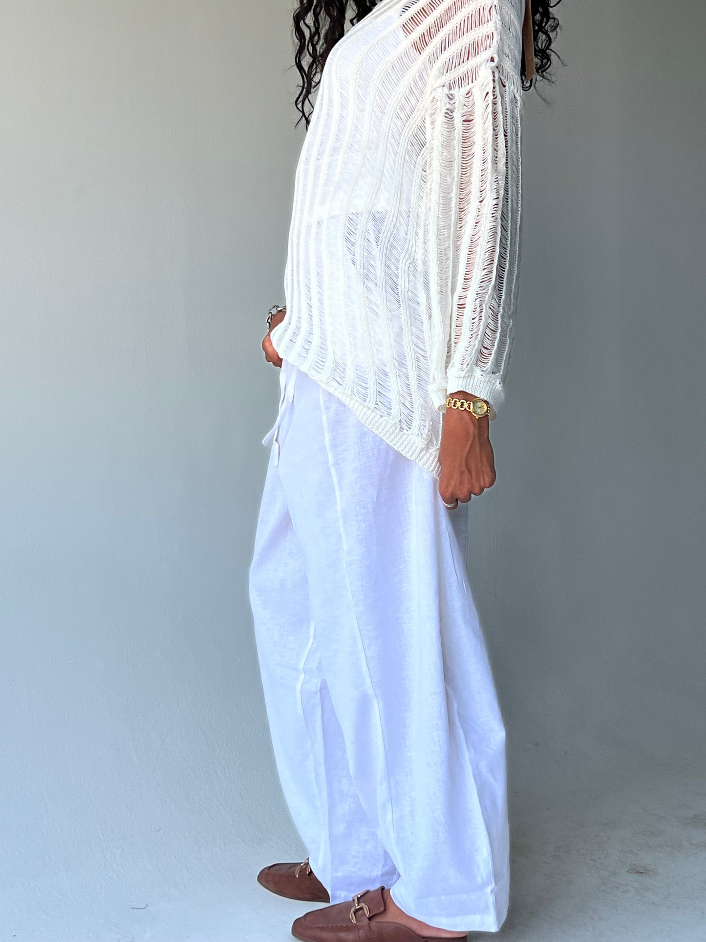 Ballon linen pants-White
