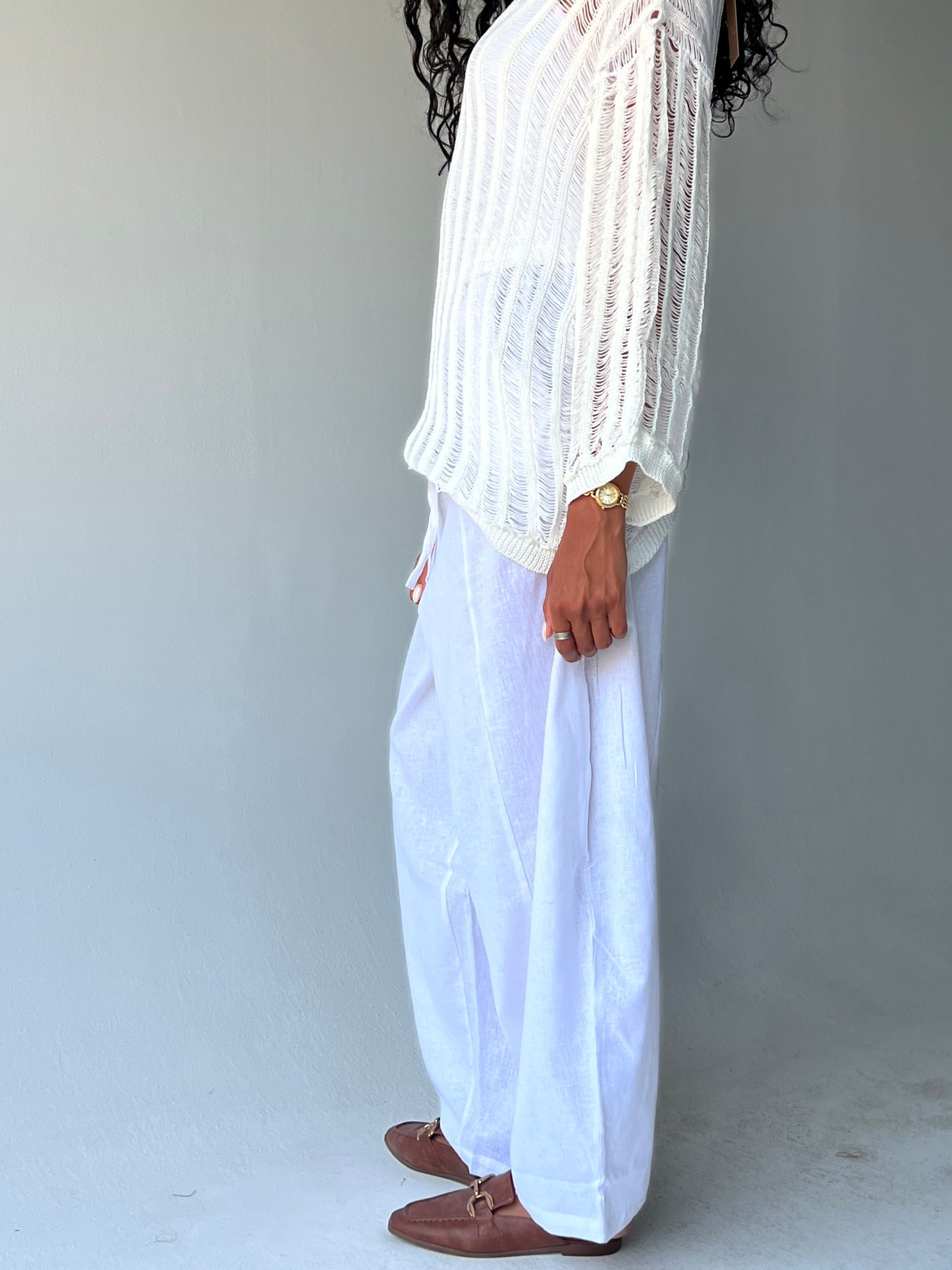 Ballon linen pants-White