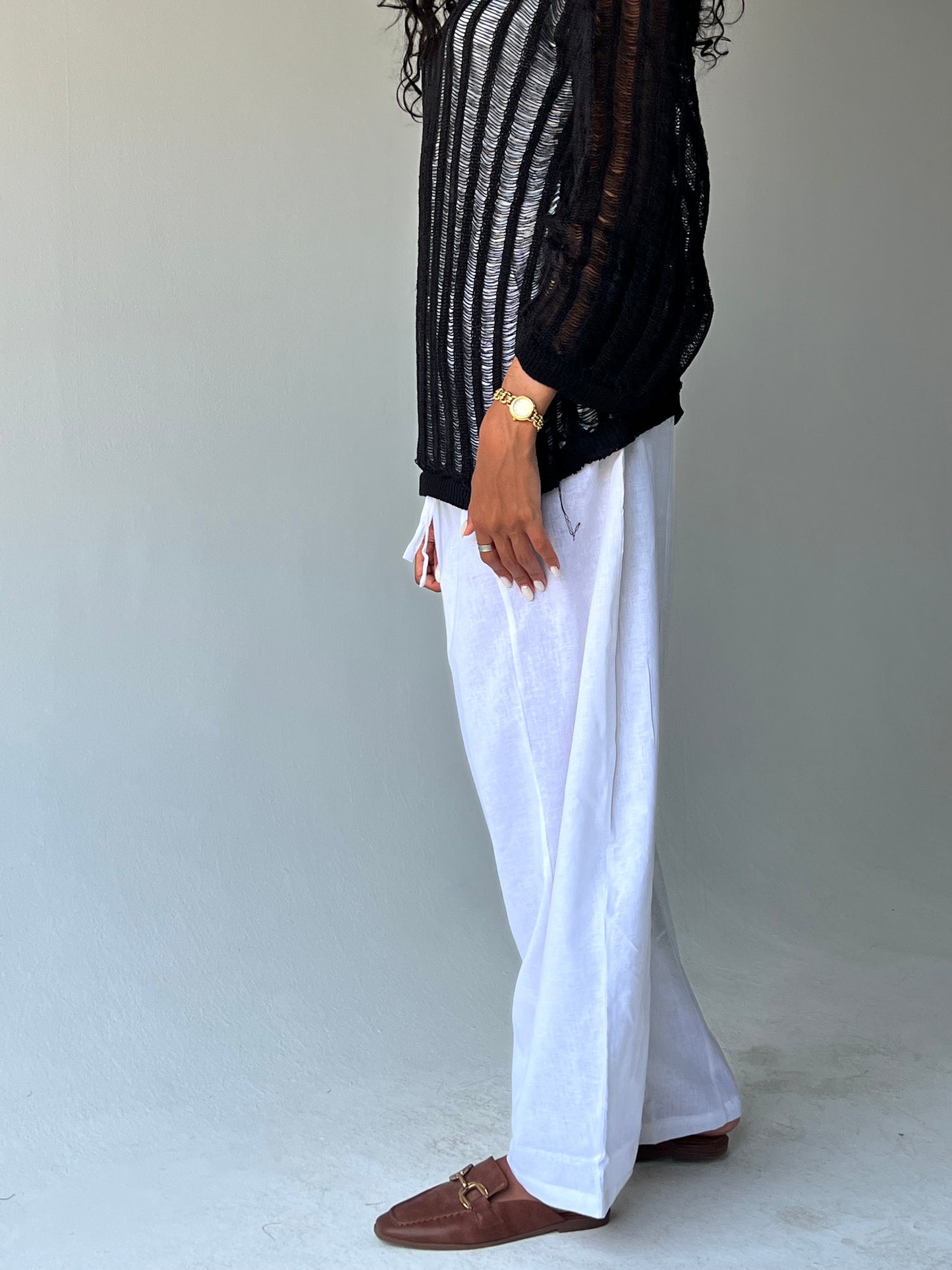 Ballon linen pants-White