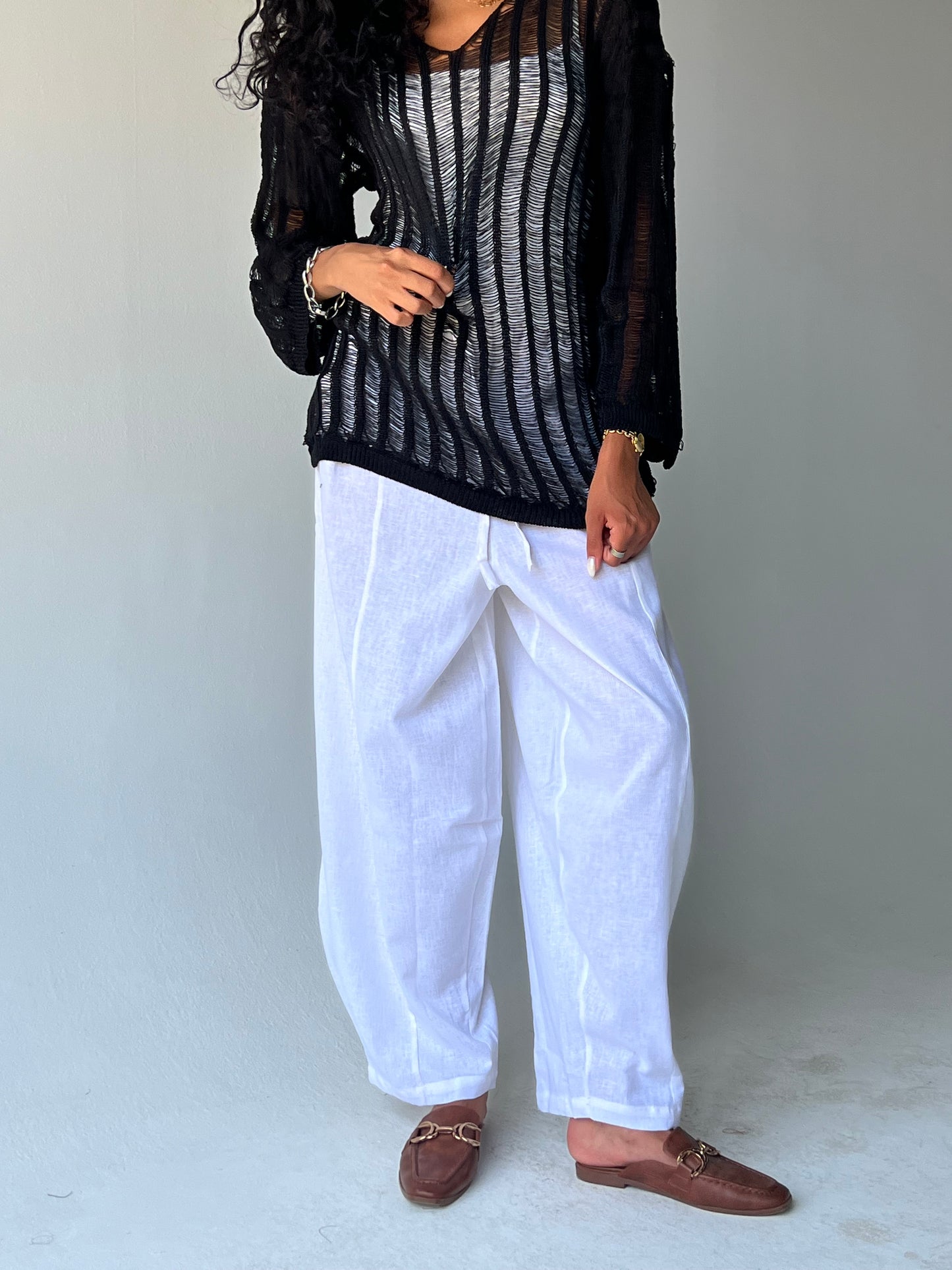 Ballon linen pants-White
