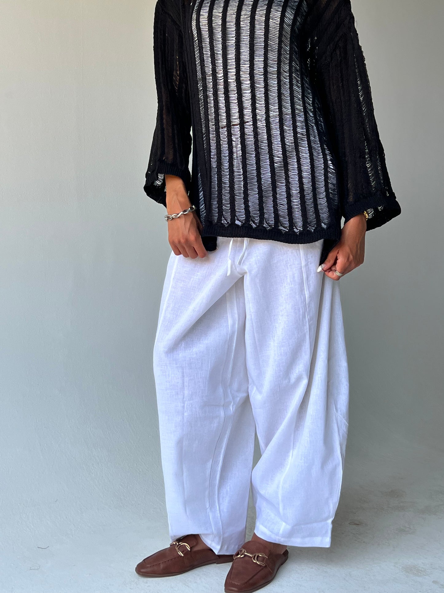 Ballon linen pants-White