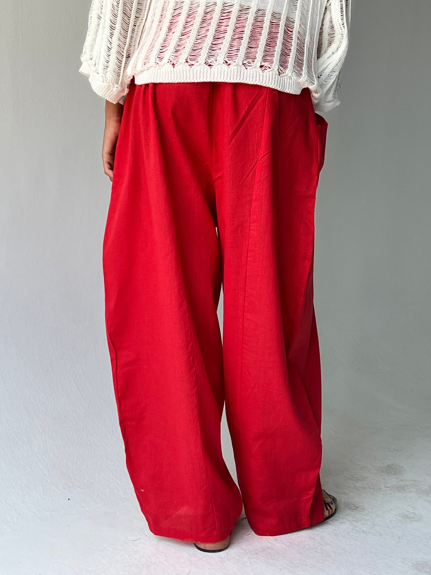 Ballon linen pants-Red