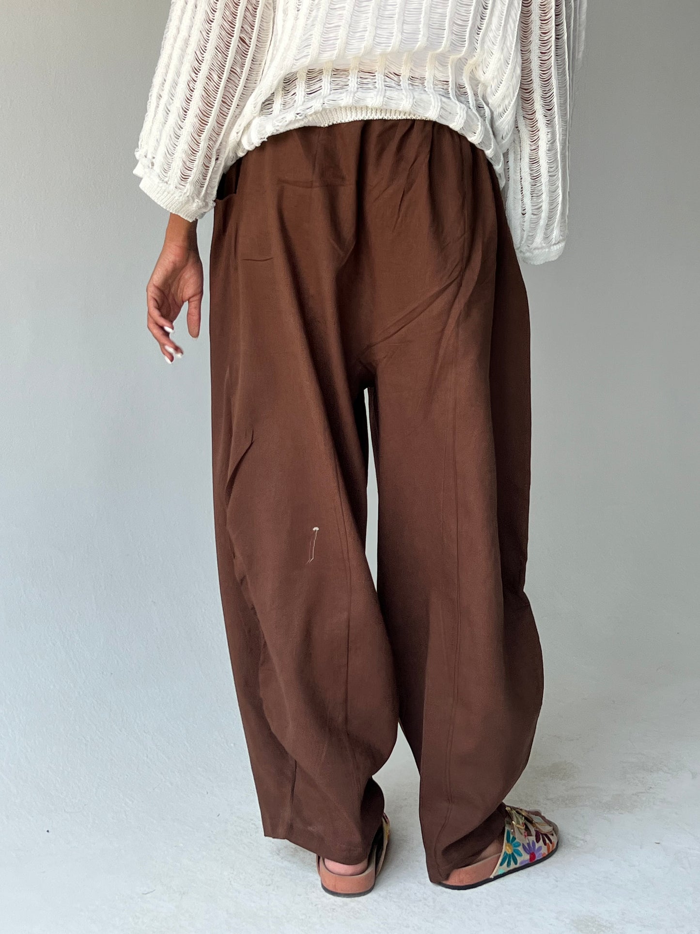 Ballon linen pants-Brown