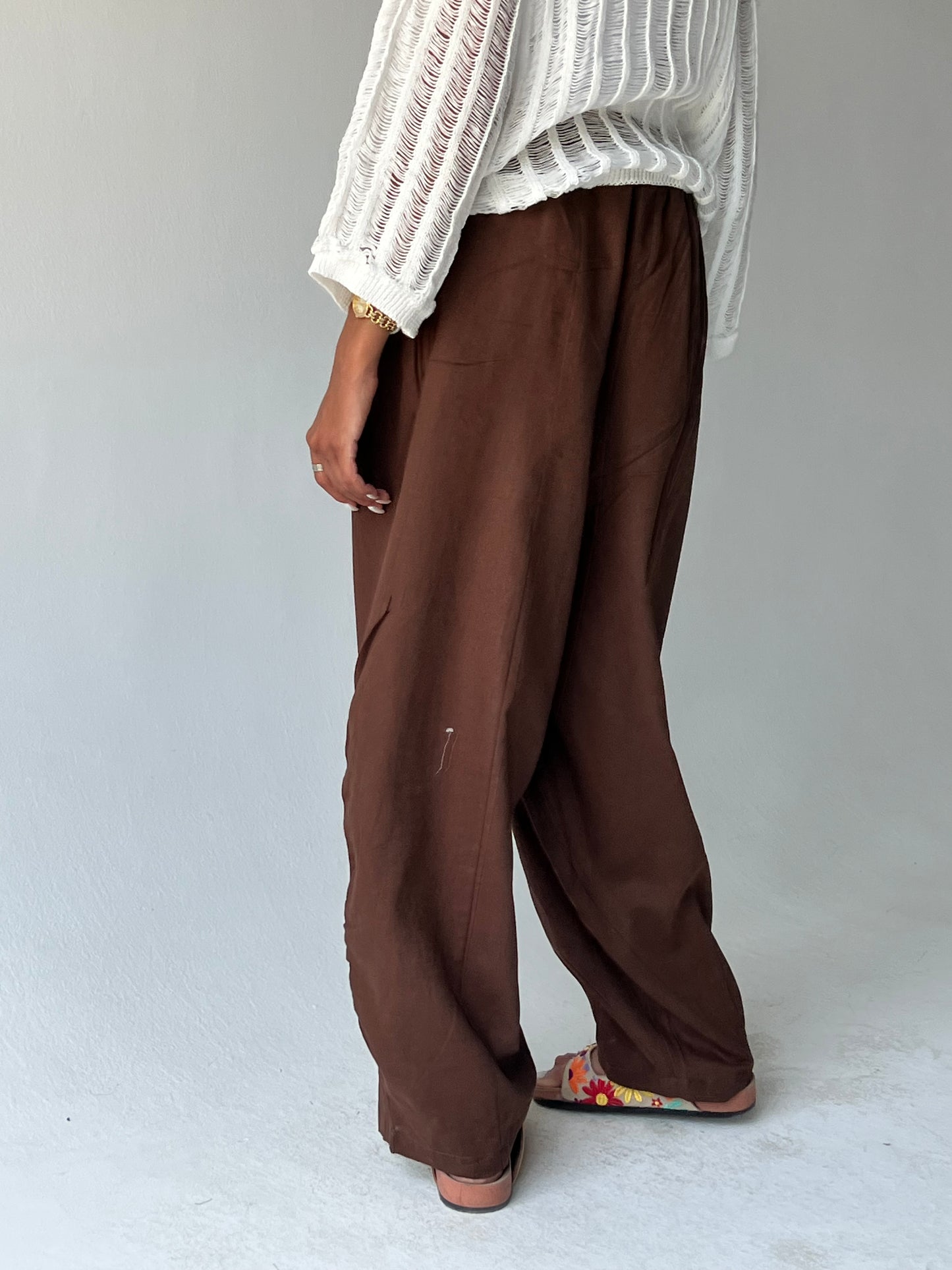 Ballon linen pants-Brown