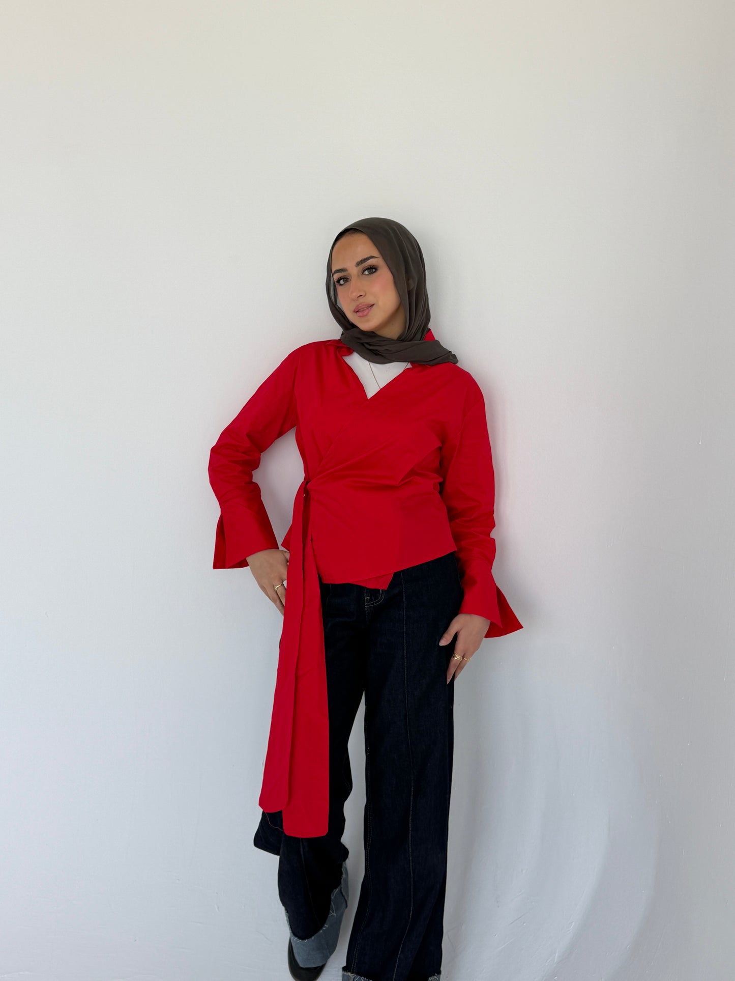 Wrap shirt-Red