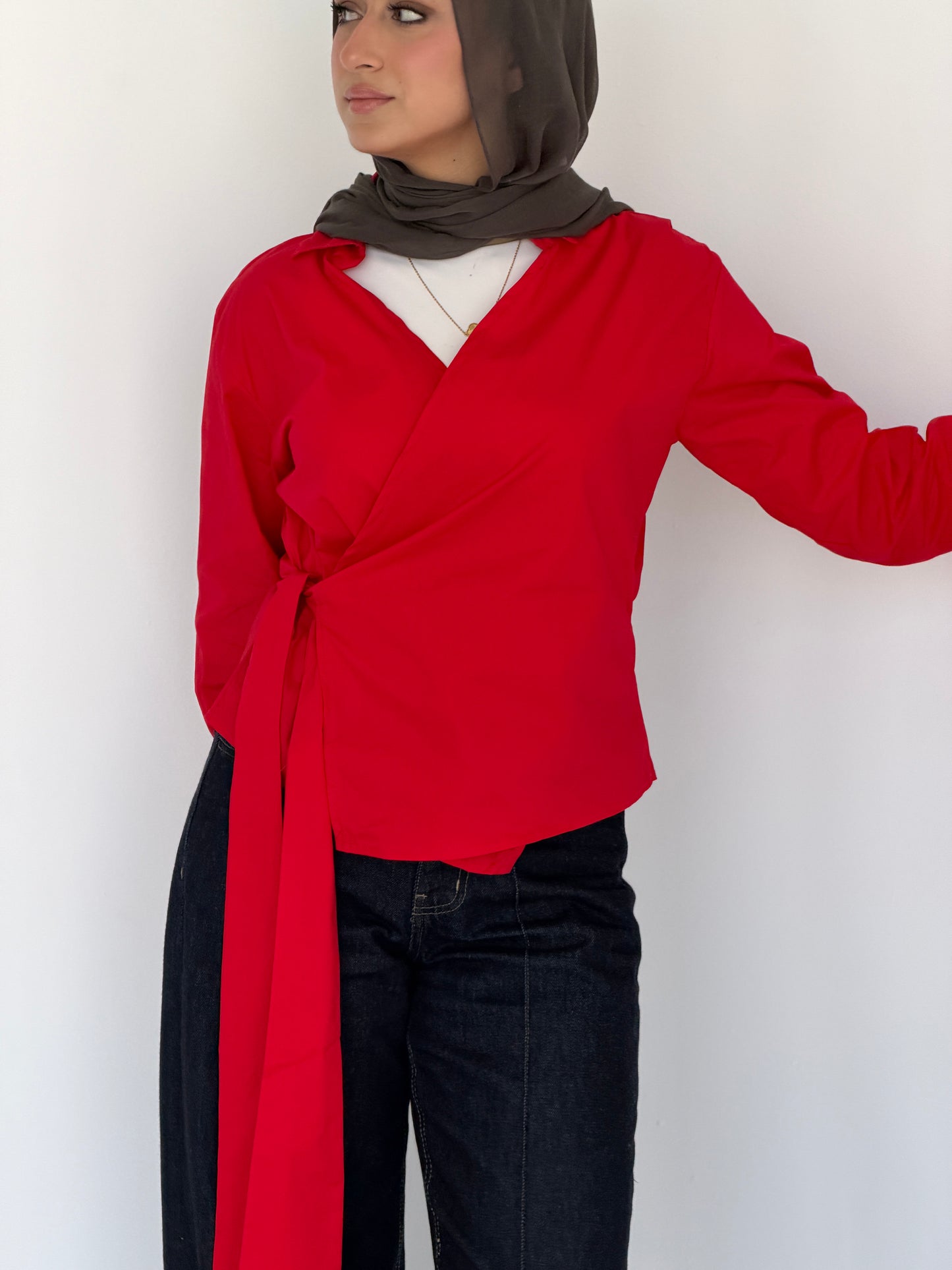 Wrap shirt-Red