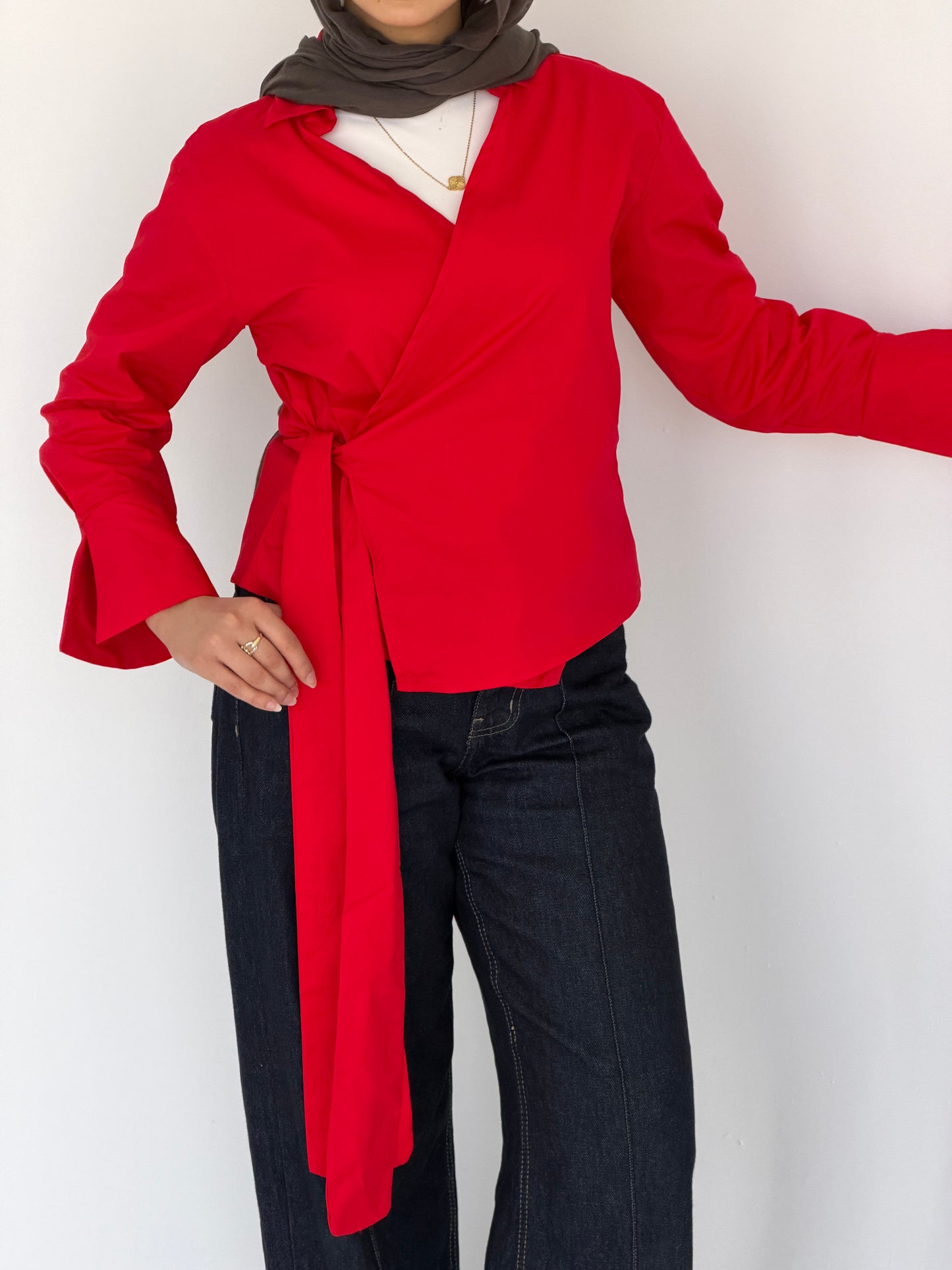 Wrap shirt-Red