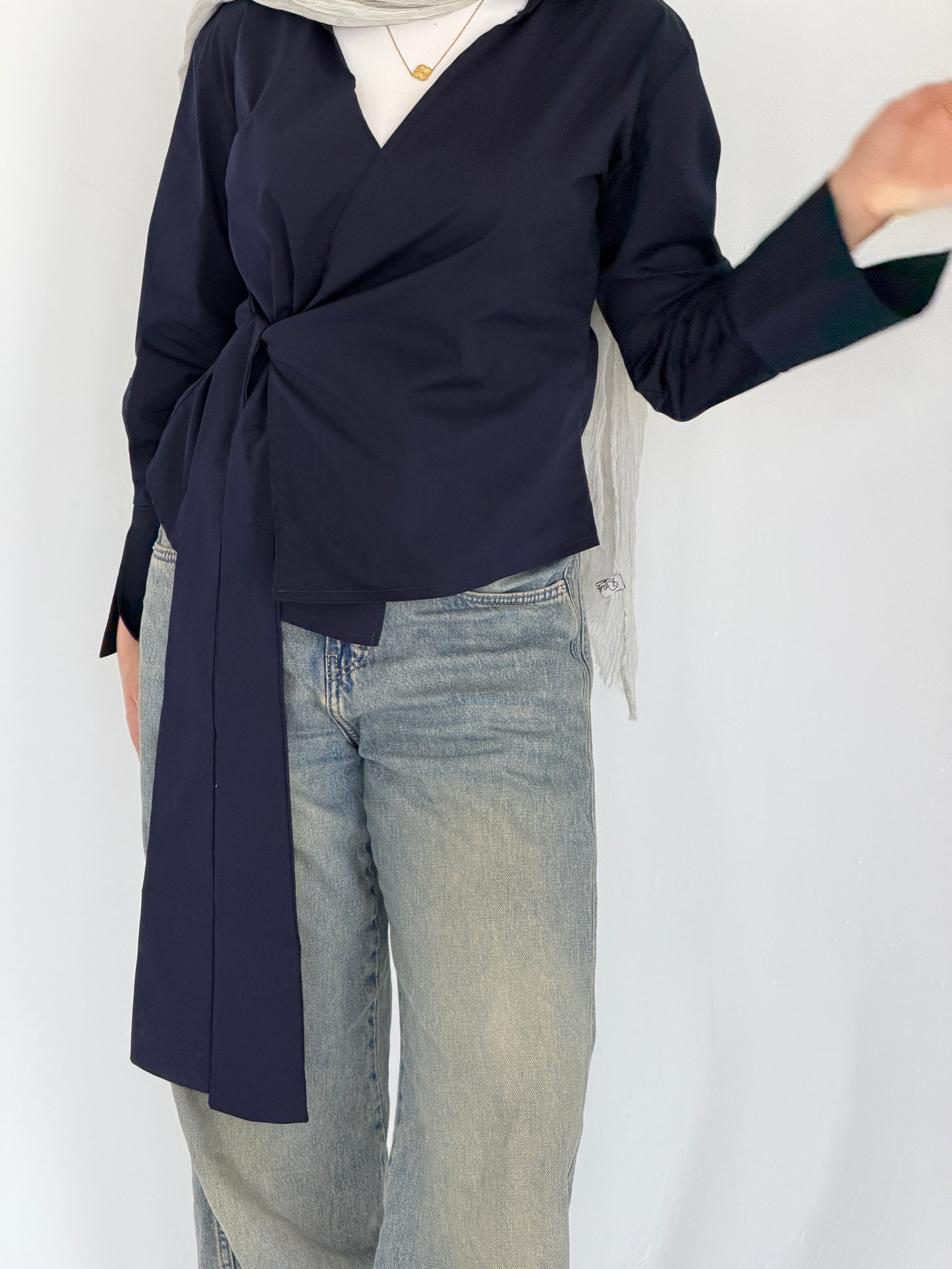 Wrap shirt-Navy