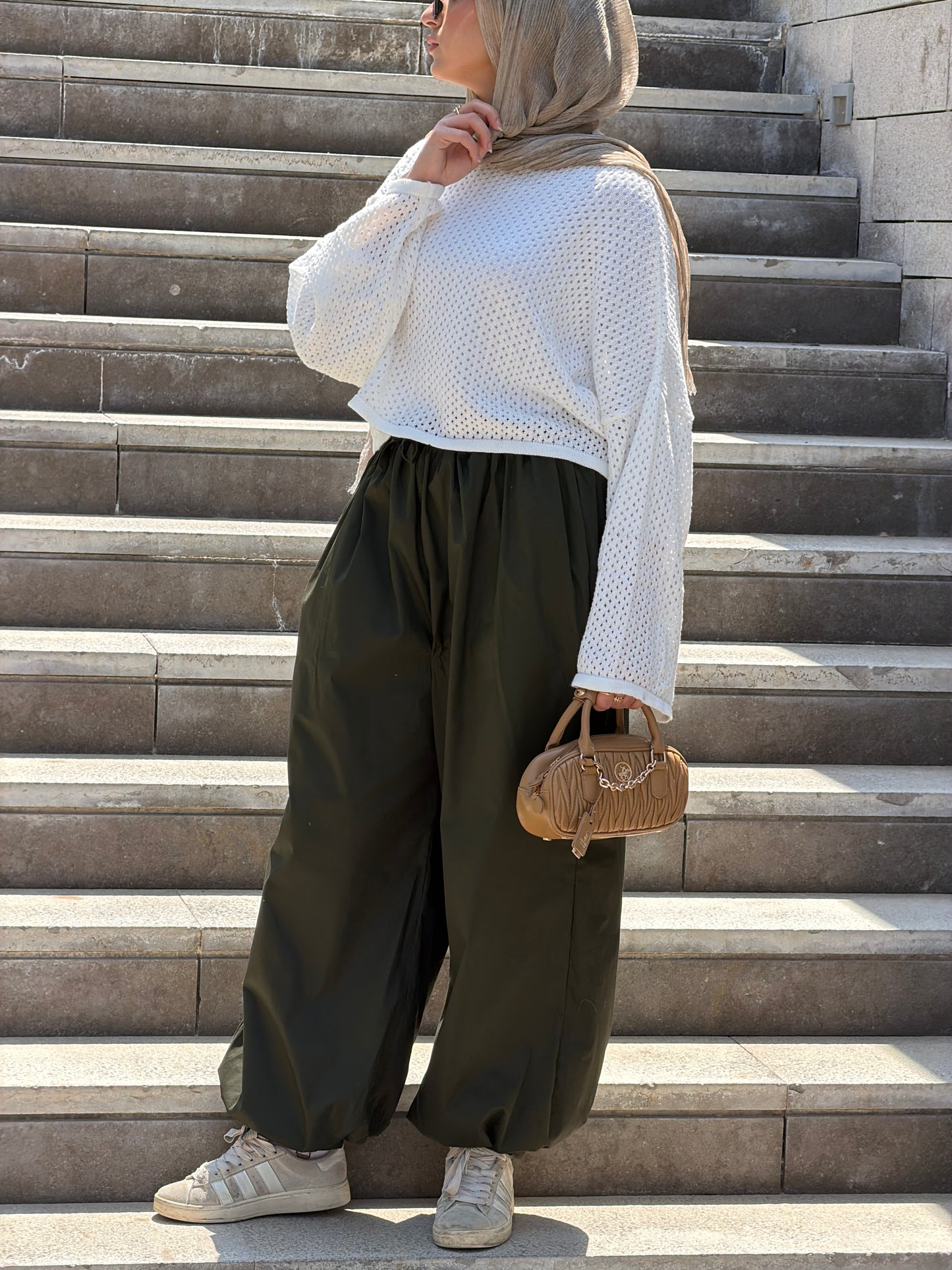 WIDE-LEG TROUSERS-Olive