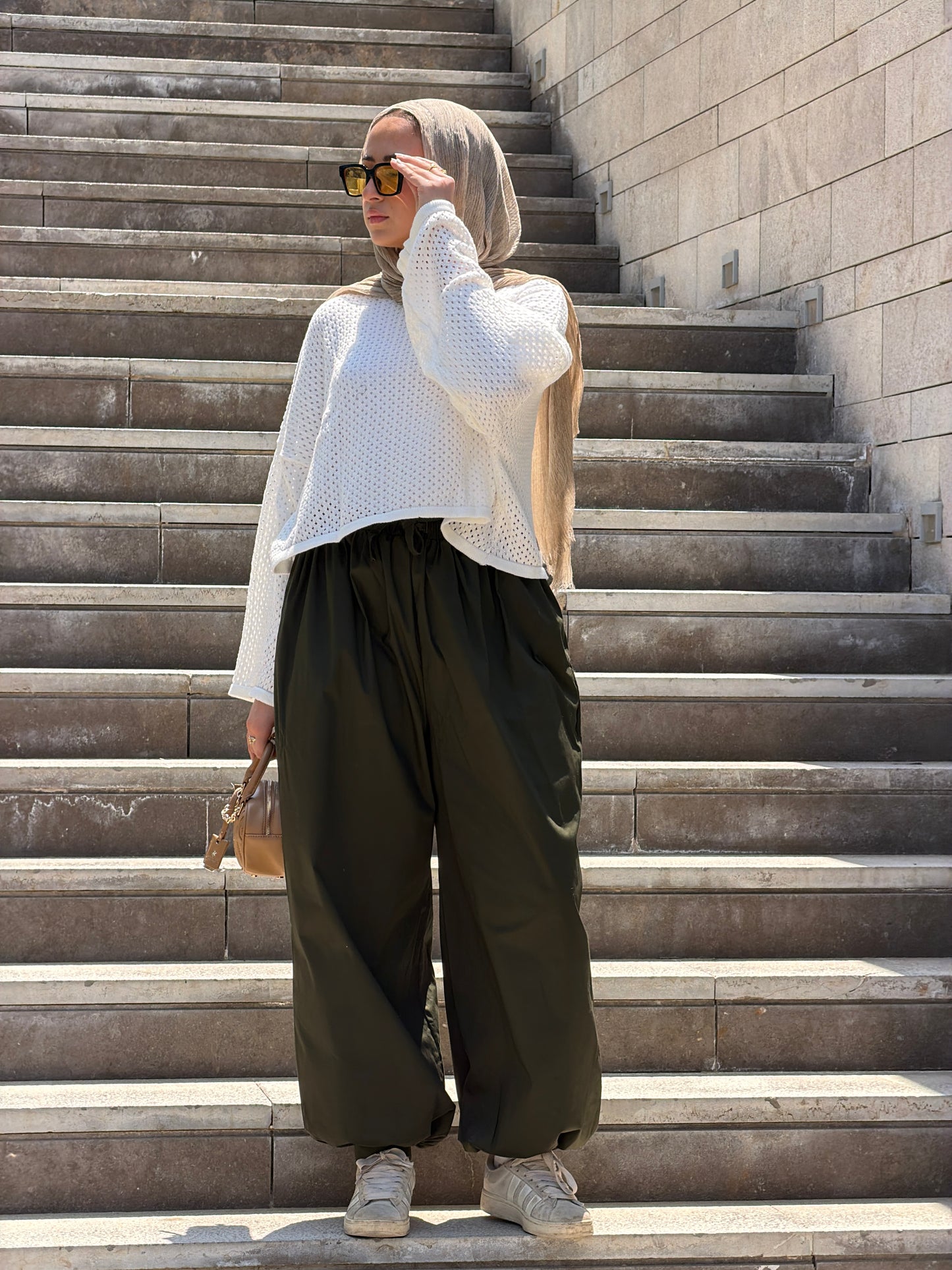 WIDE-LEG TROUSERS-Olive