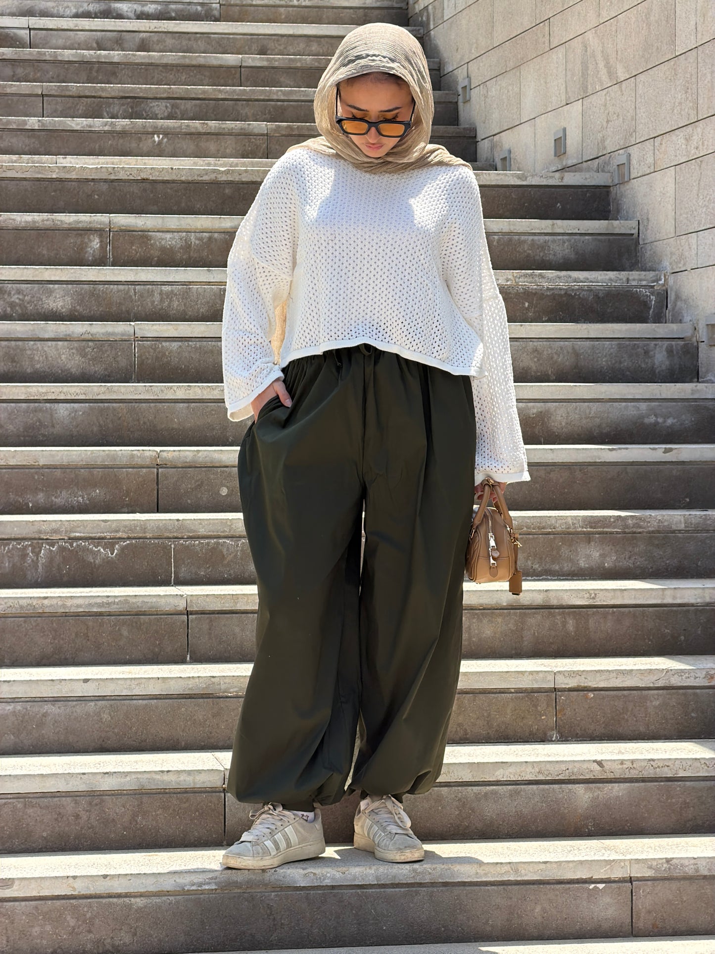 WIDE-LEG TROUSERS-Olive