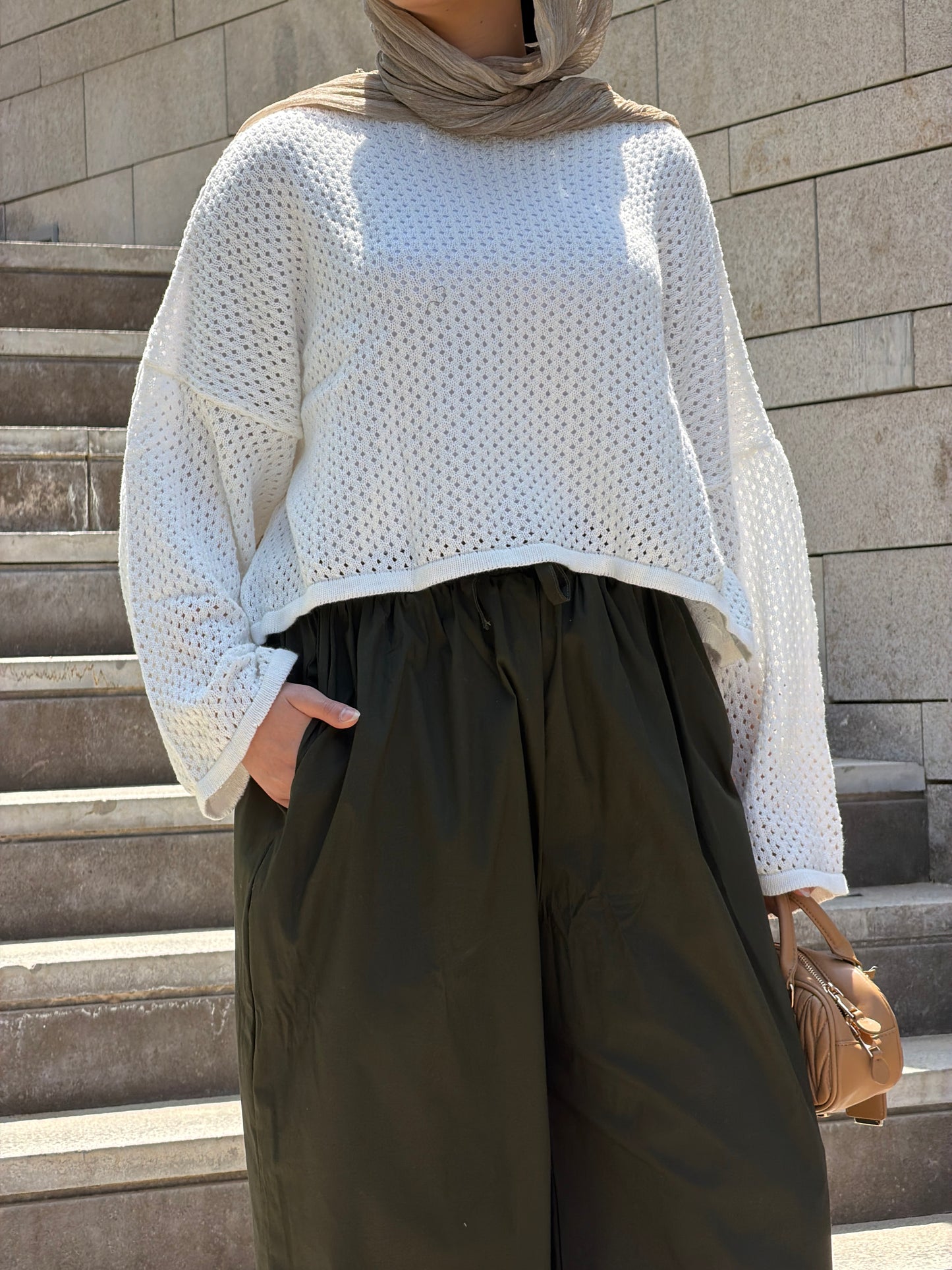 WIDE-LEG TROUSERS-Olive