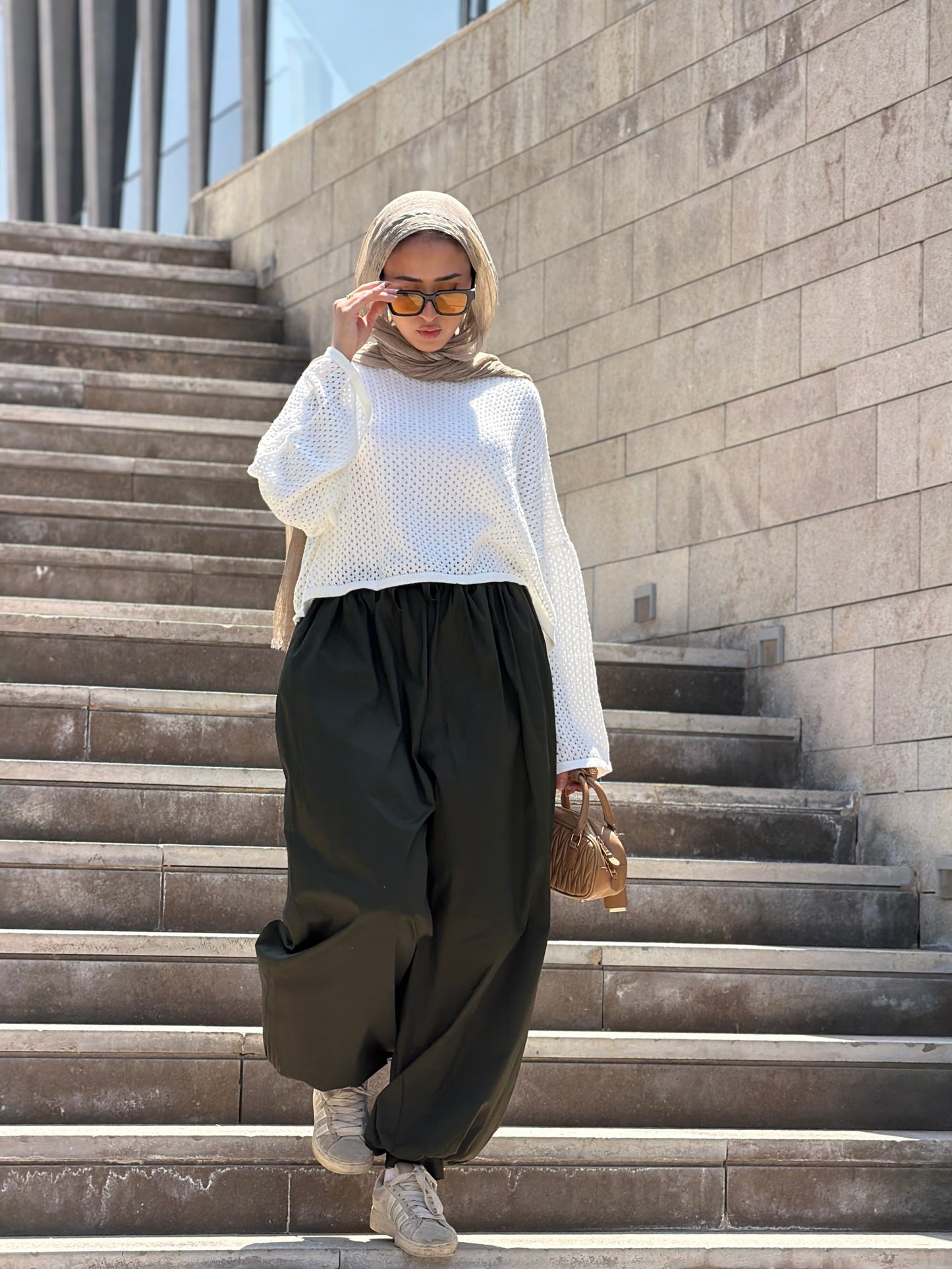 WIDE-LEG TROUSERS-Olive