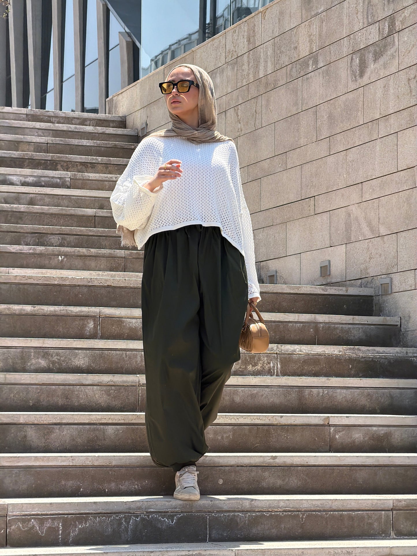 WIDE-LEG TROUSERS-Olive