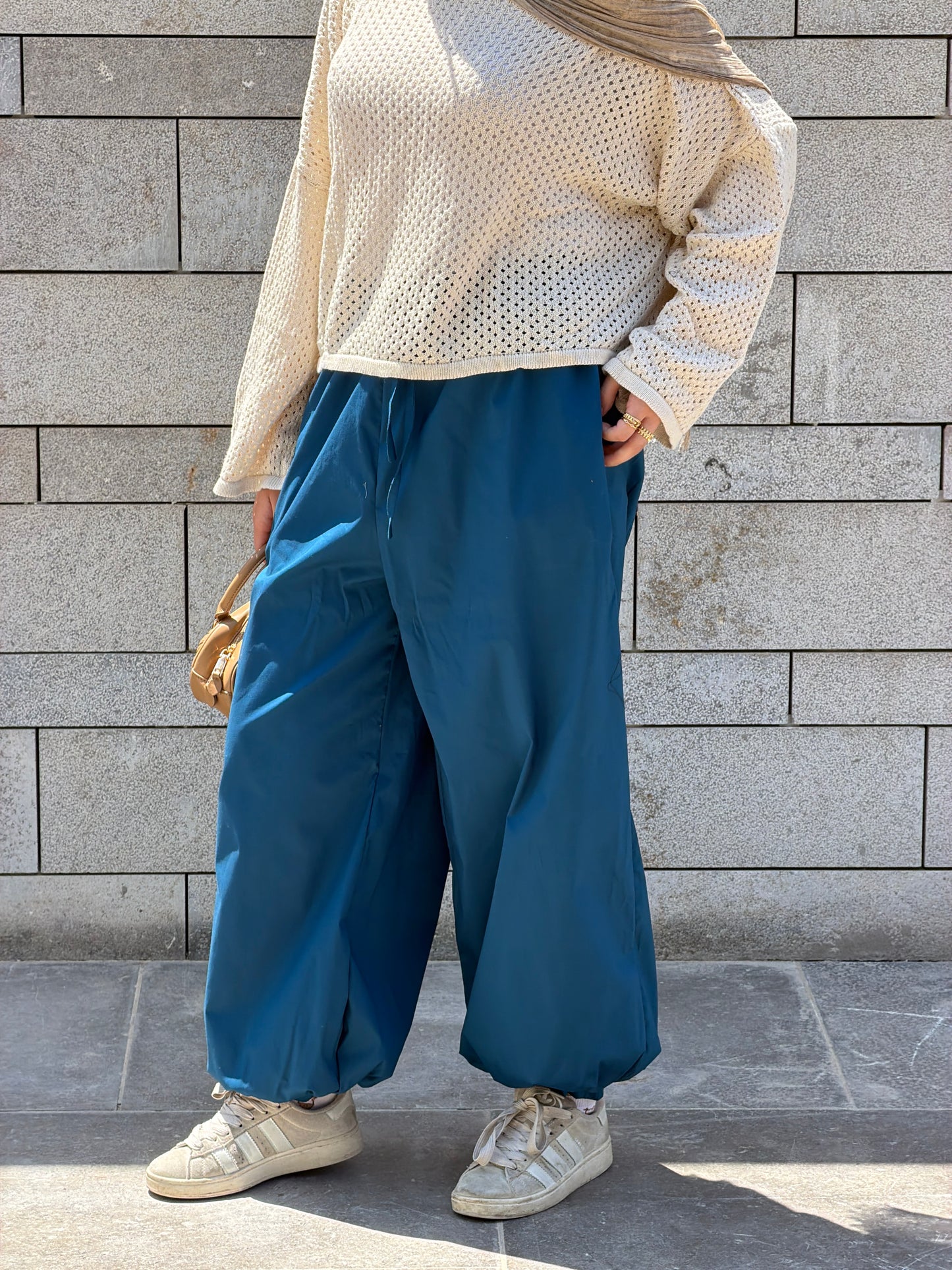 WIDE-LEG TROUSERS-Blue