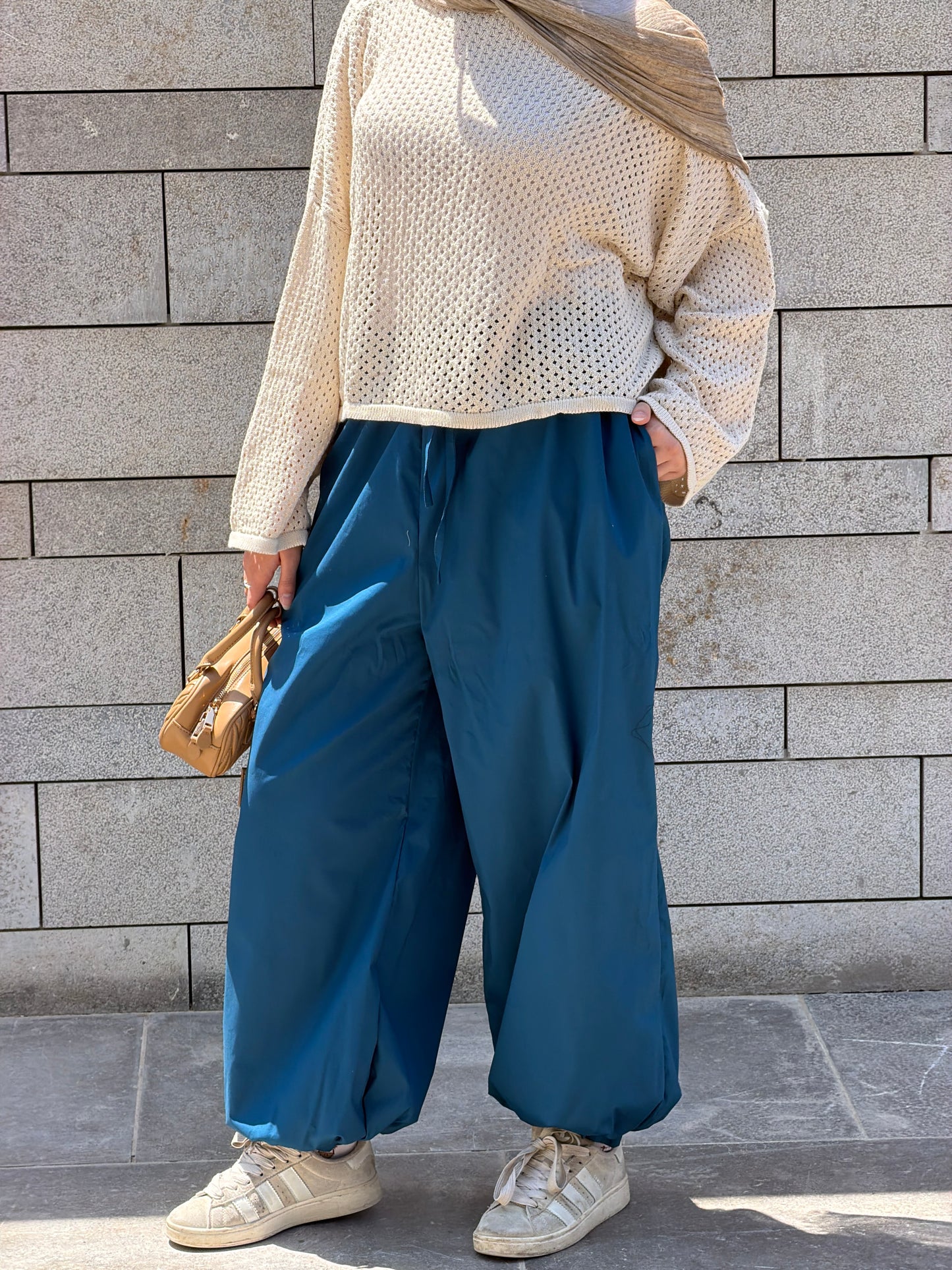 WIDE-LEG TROUSERS-Blue
