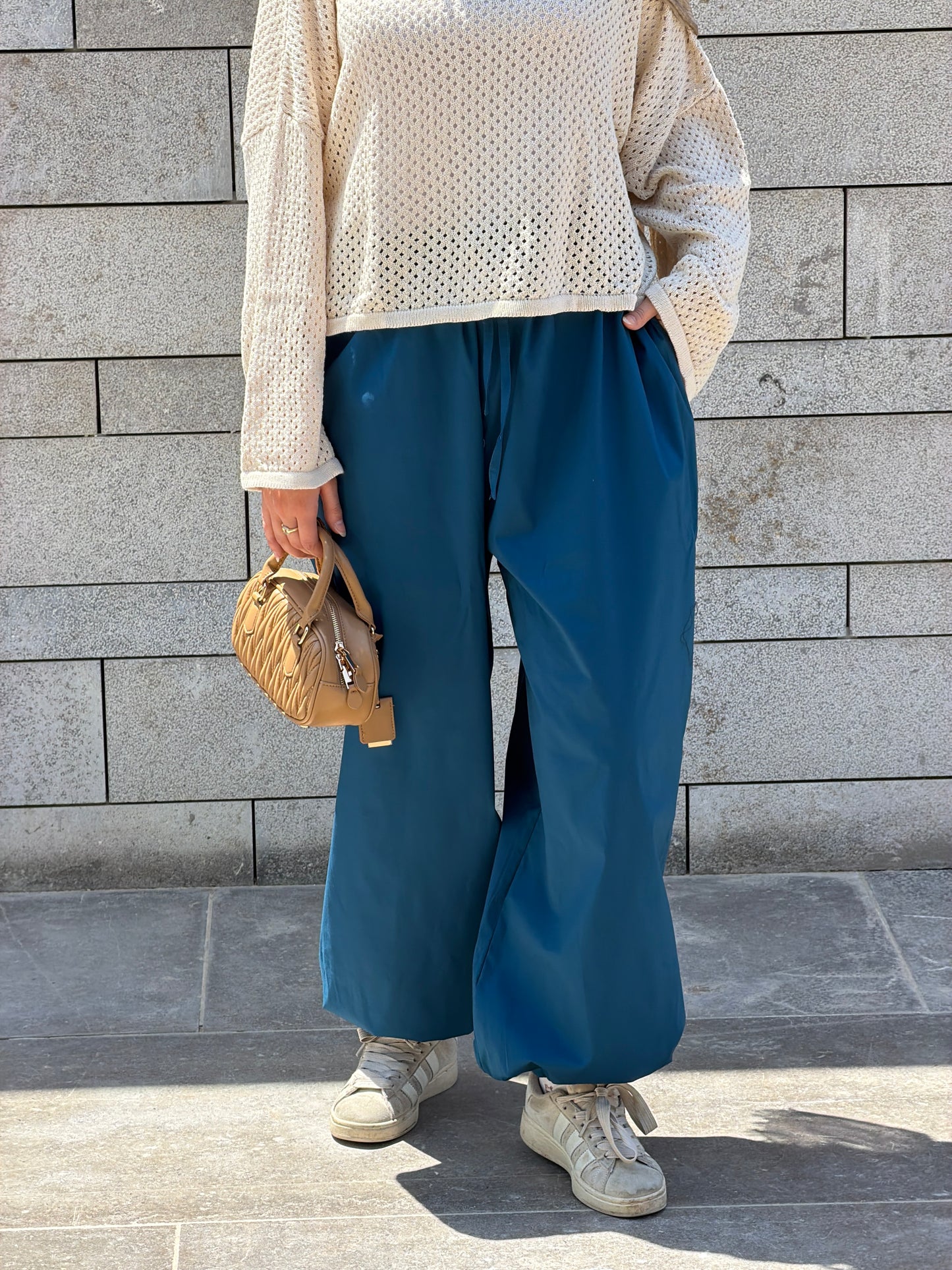 WIDE-LEG TROUSERS-Blue