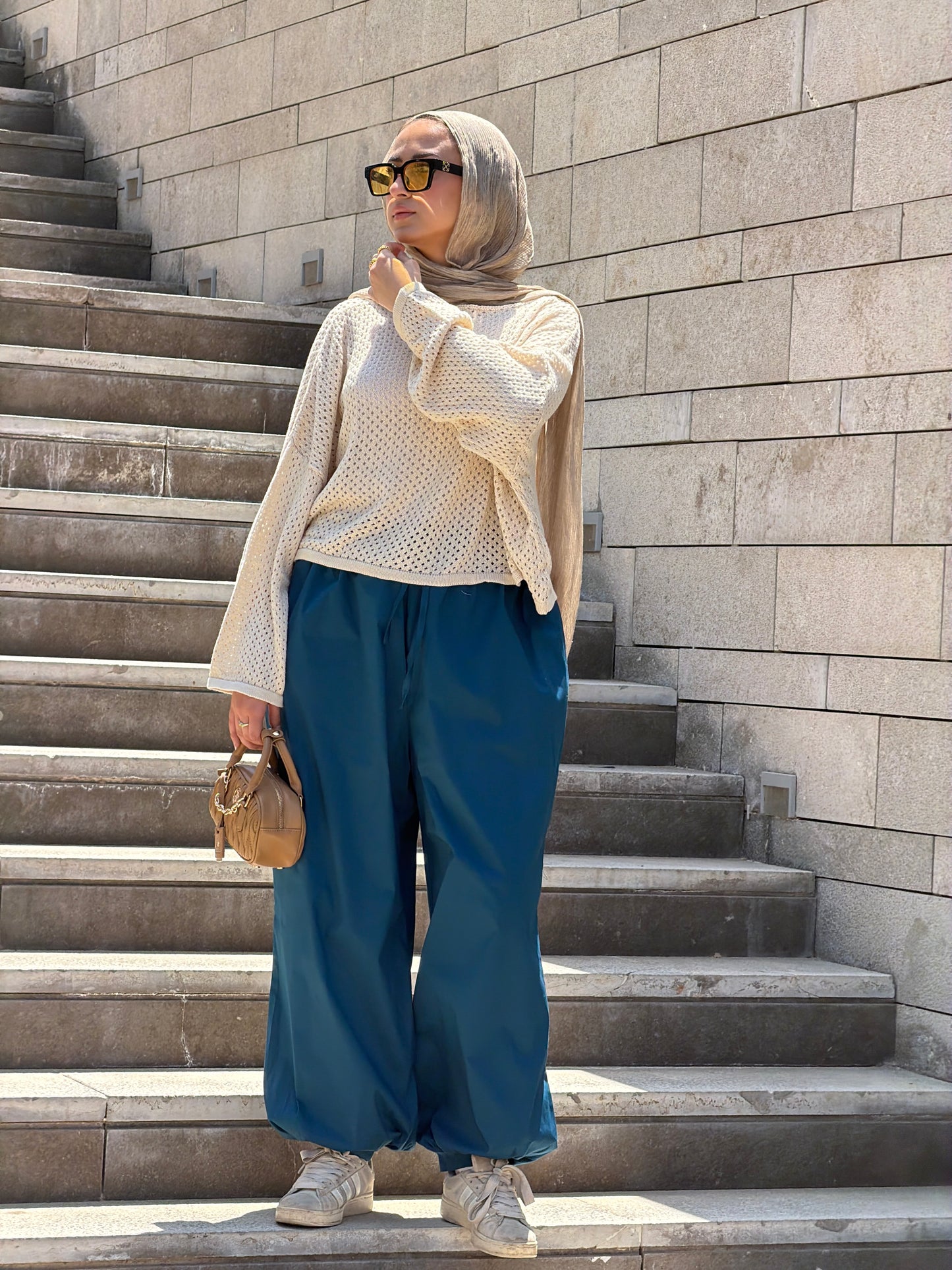 WIDE-LEG TROUSERS-Blue