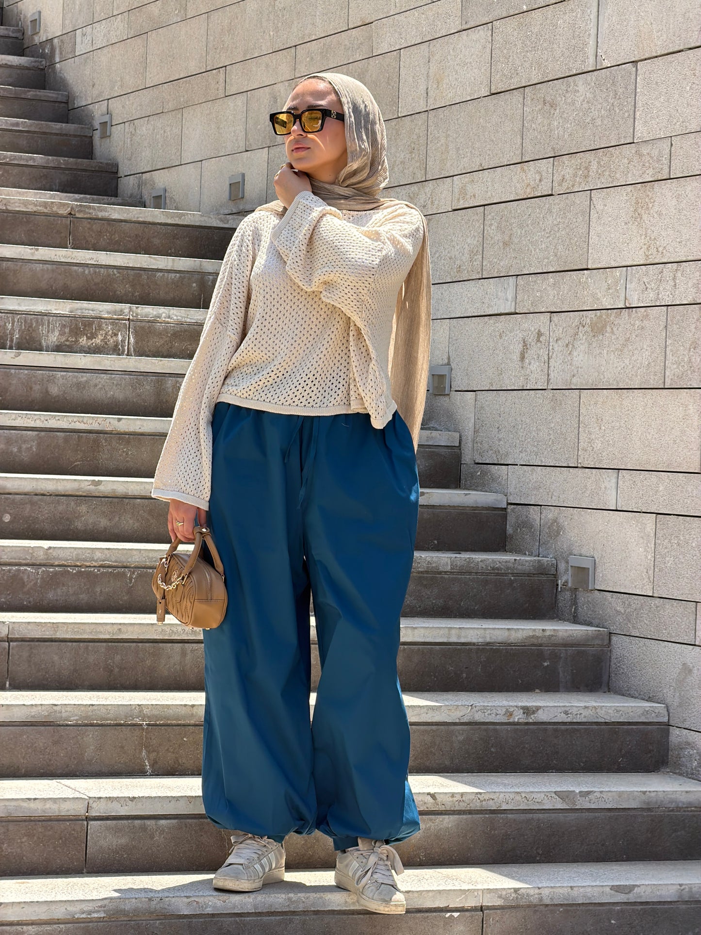 WIDE-LEG TROUSERS-Blue