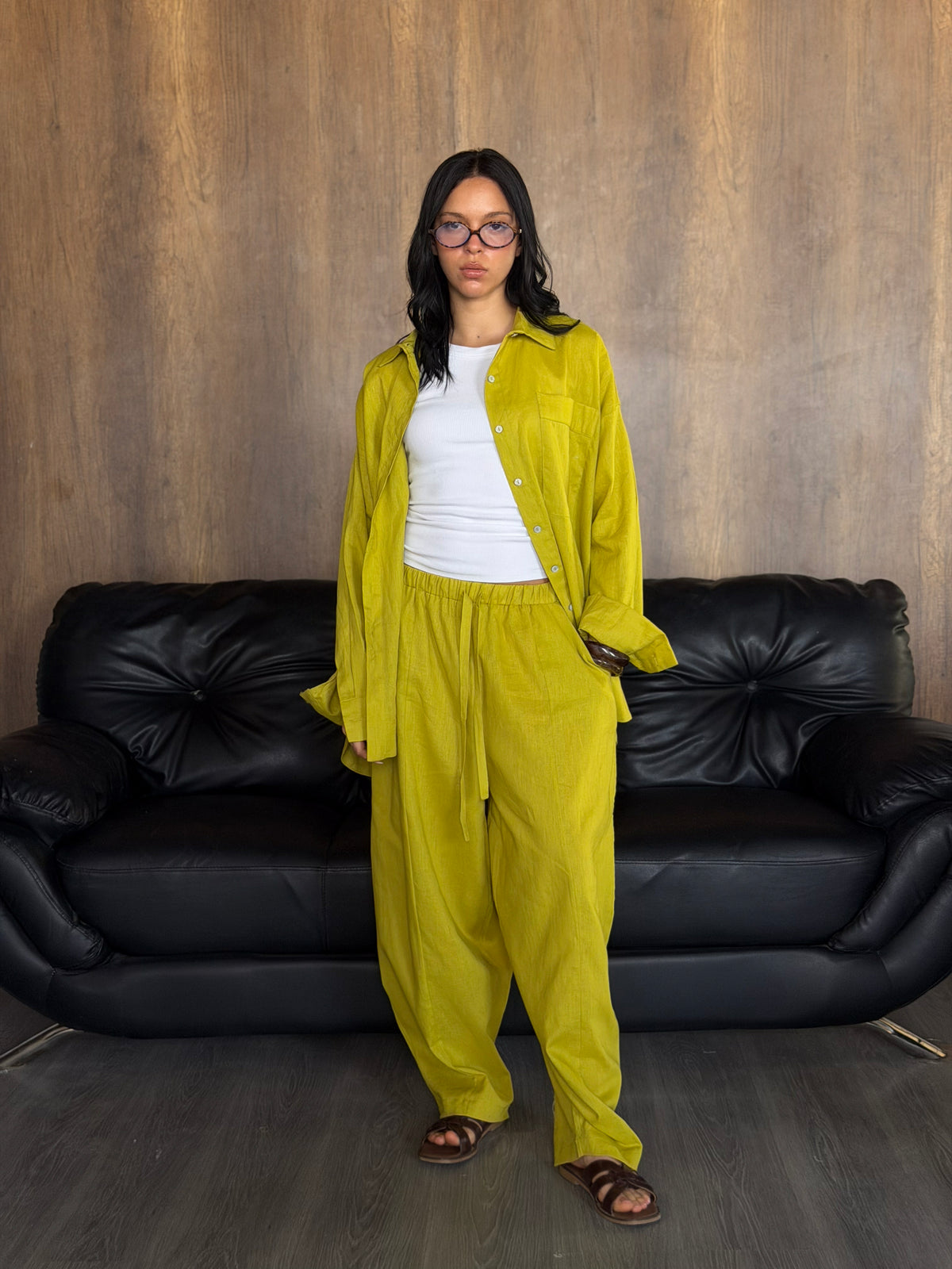 Ballon linen pants- Lime green