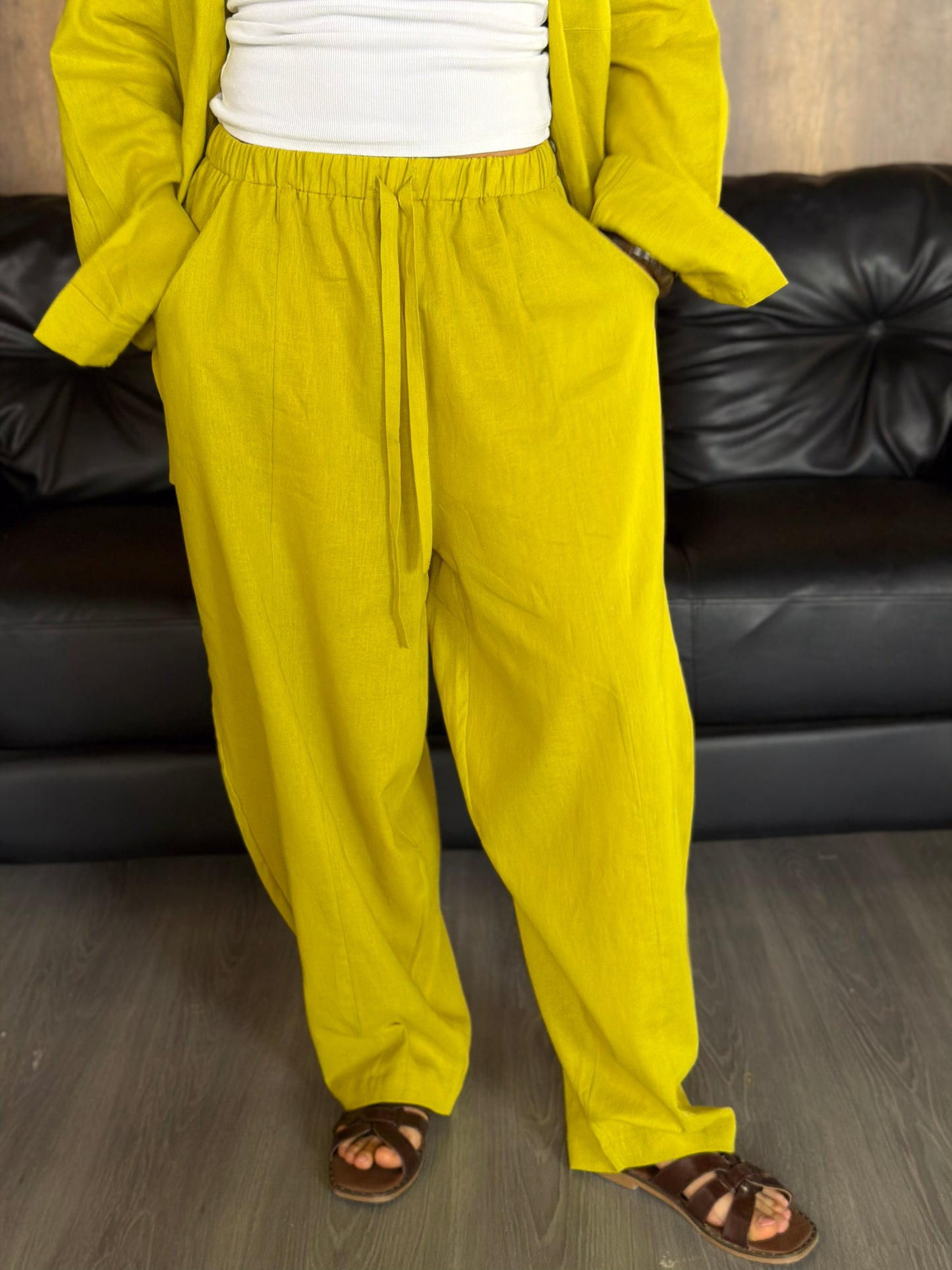 Linen set-Lime green