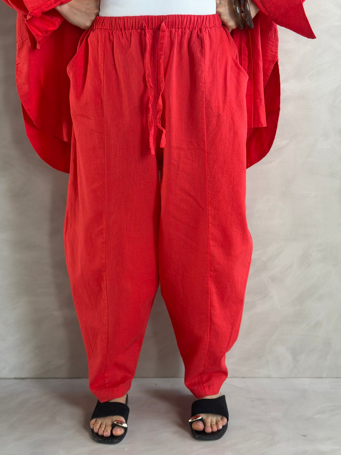 Ballon linen pants-Red