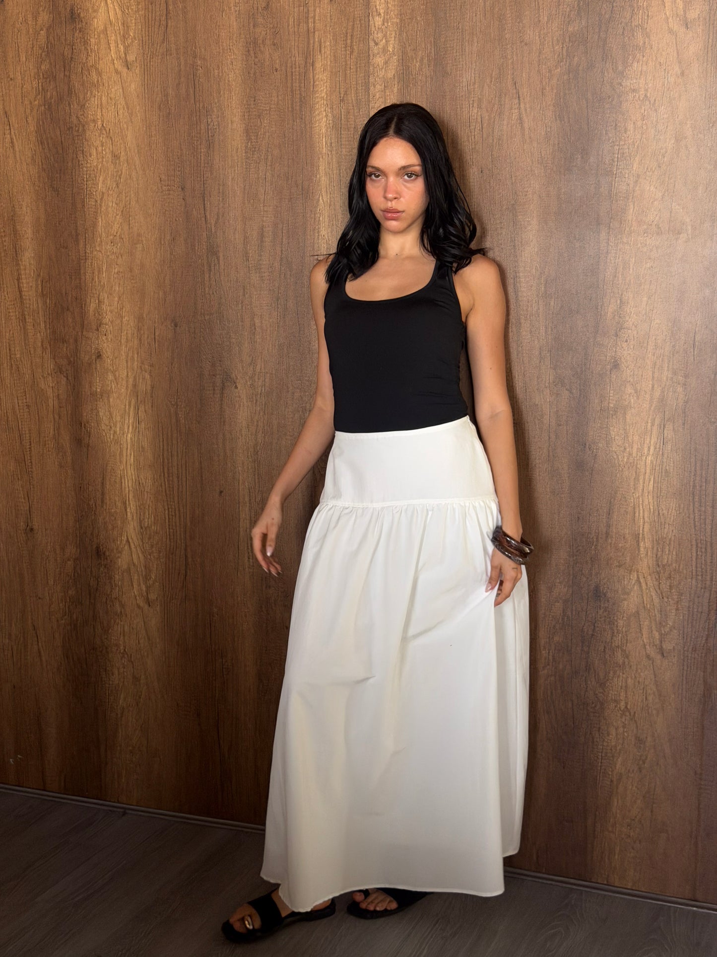 SCARFE MIDI SKIRT-White(Fully lined)