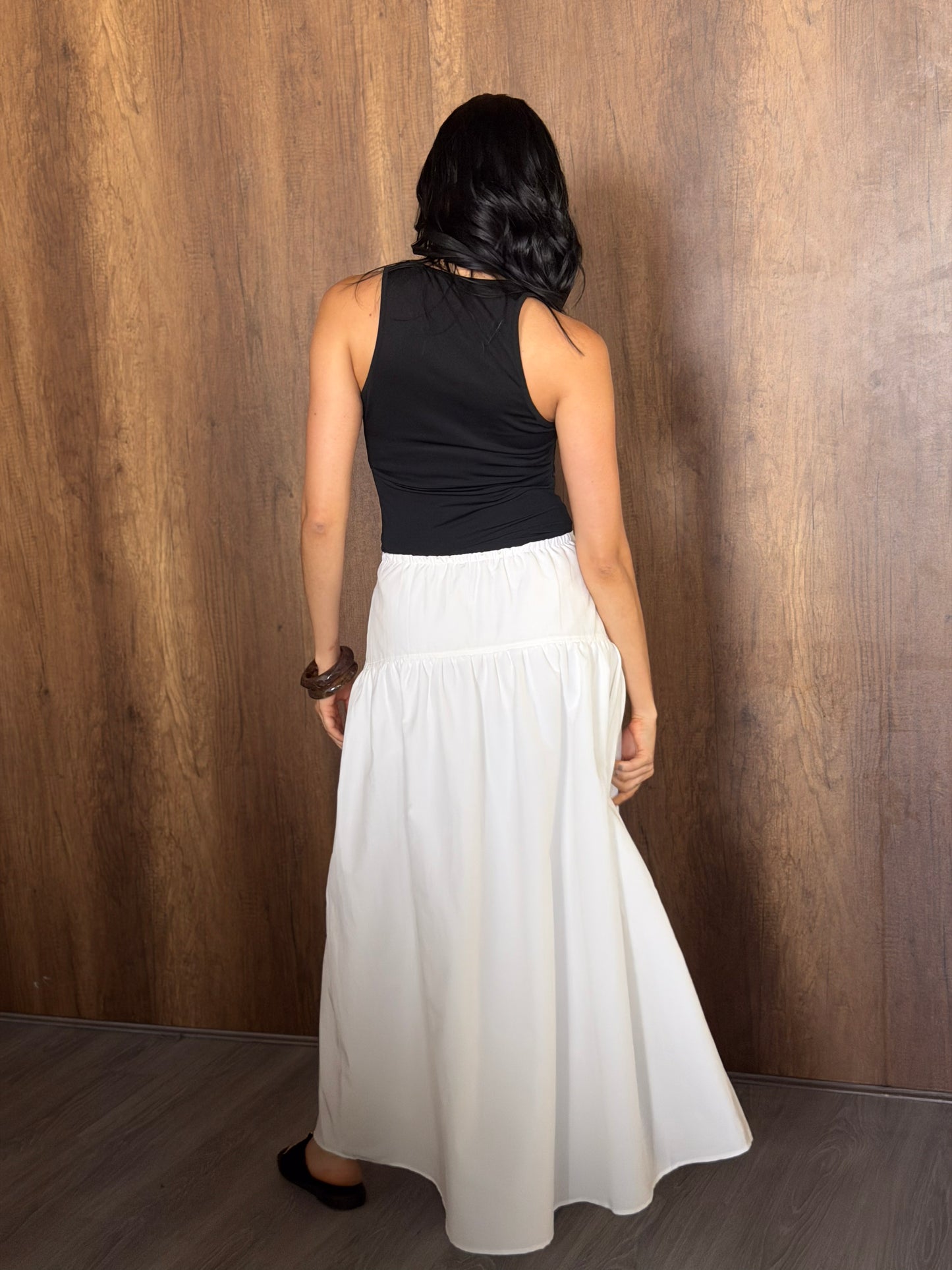 SCARFE MIDI SKIRT-White(Fully lined)