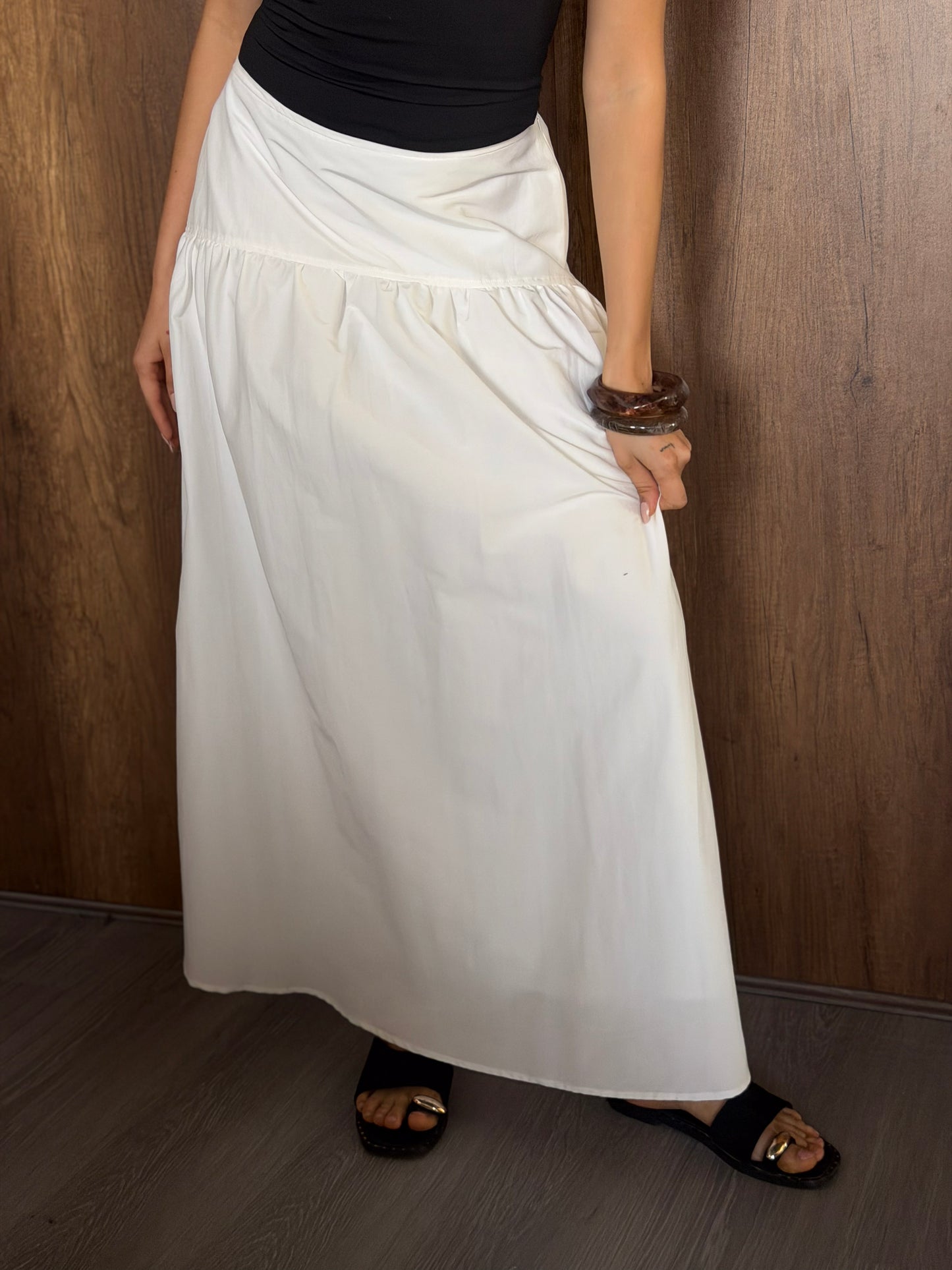 SCARFE MIDI SKIRT-White(Fully lined)