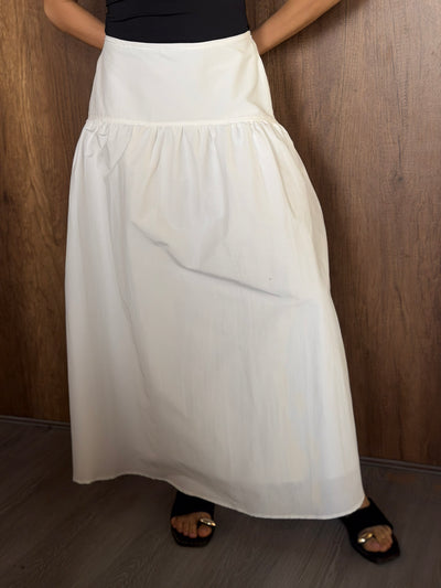 SCARFE MIDI SKIRT-White(Fully lined)