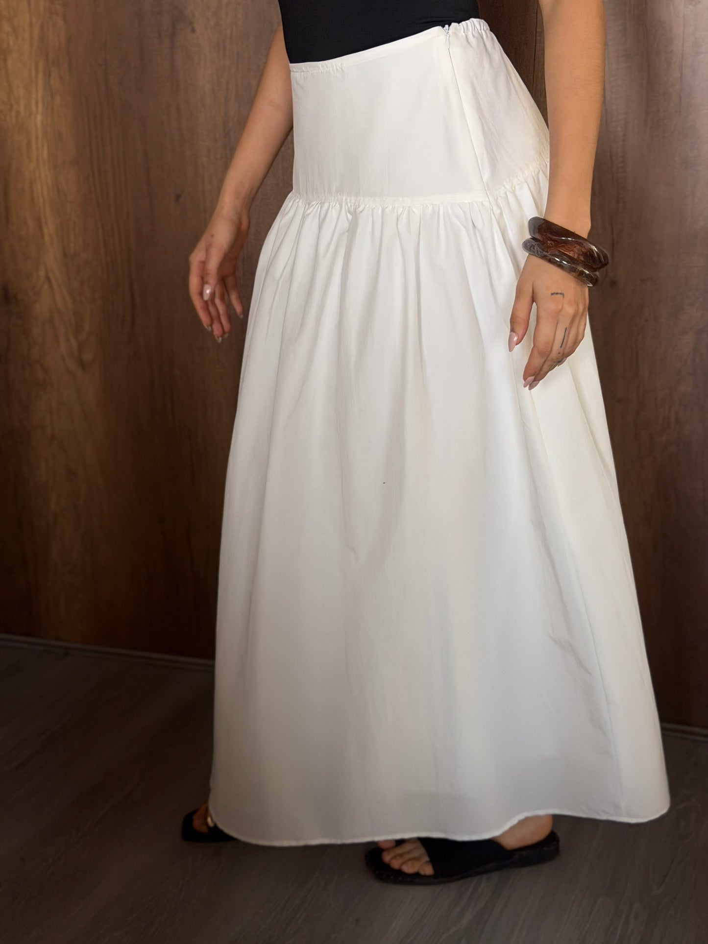 SCARFE MIDI SKIRT-White(Fully lined)