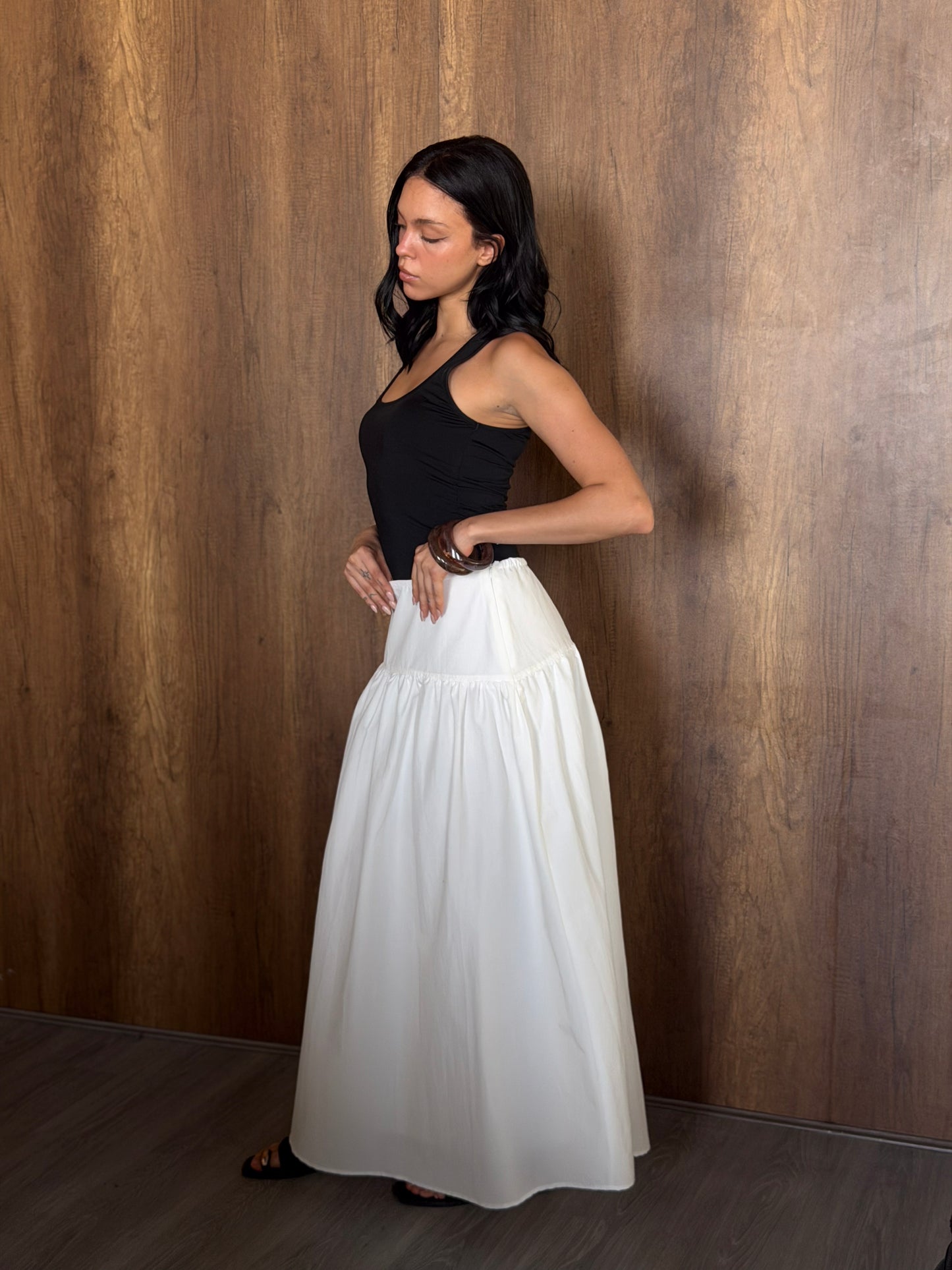 SCARFE MIDI SKIRT-White(Fully lined)