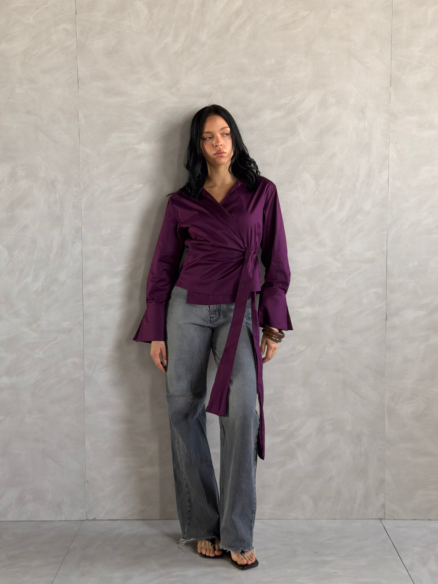 Wrap shirt-Plum