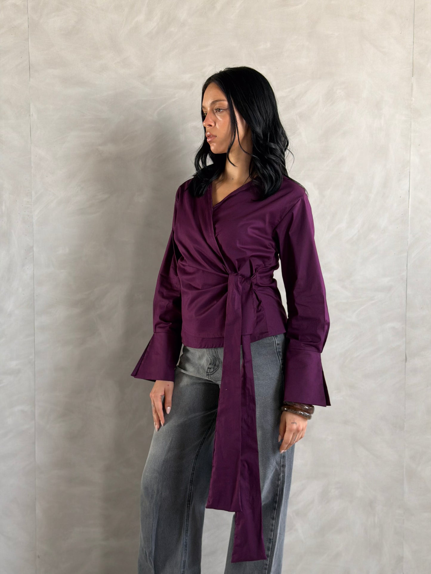 Wrap shirt-Plum