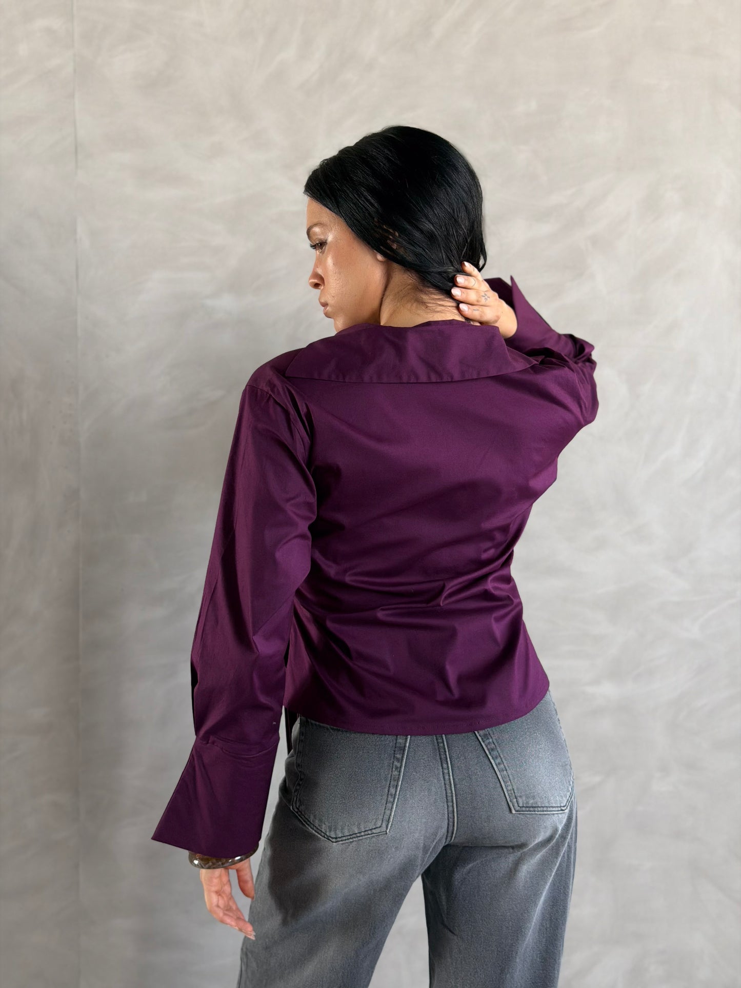 Wrap shirt-Plum