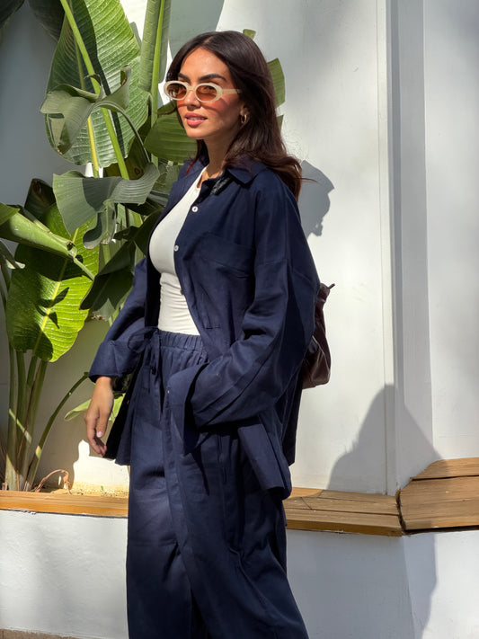 Linen set-Navy